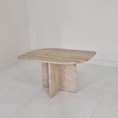 Travertine Coffee or Side Table in Teardrop Shape, Italy 1980s