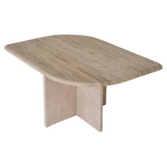 Travertine Coffee or Side Table in Teardrop Shape, Italy 1980s