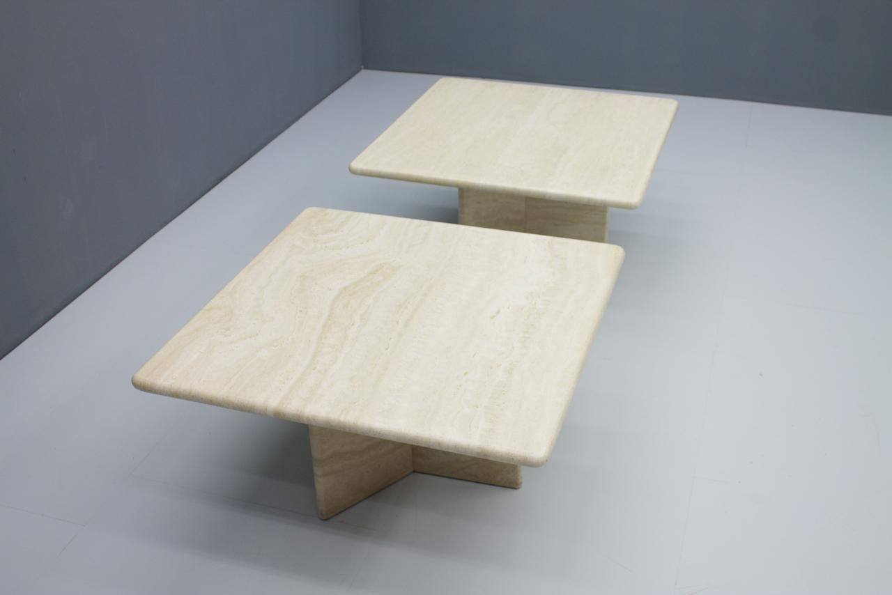 Mid-Century Modern One Of Two Travertine Coffee or Side Table, Italy, 1970s For Sale
