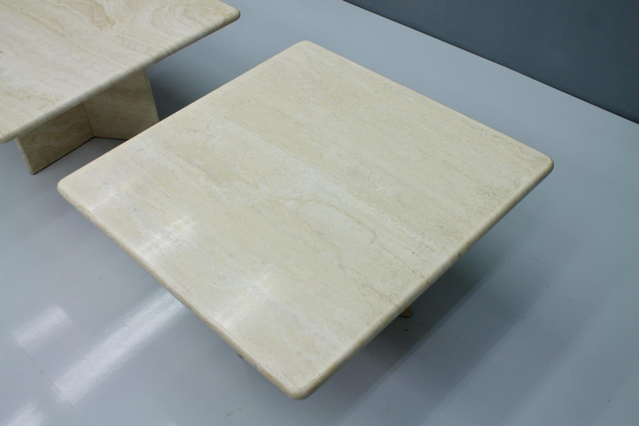 Polished One Of Two Travertine Coffee or Side Table, Italy, 1970s For Sale