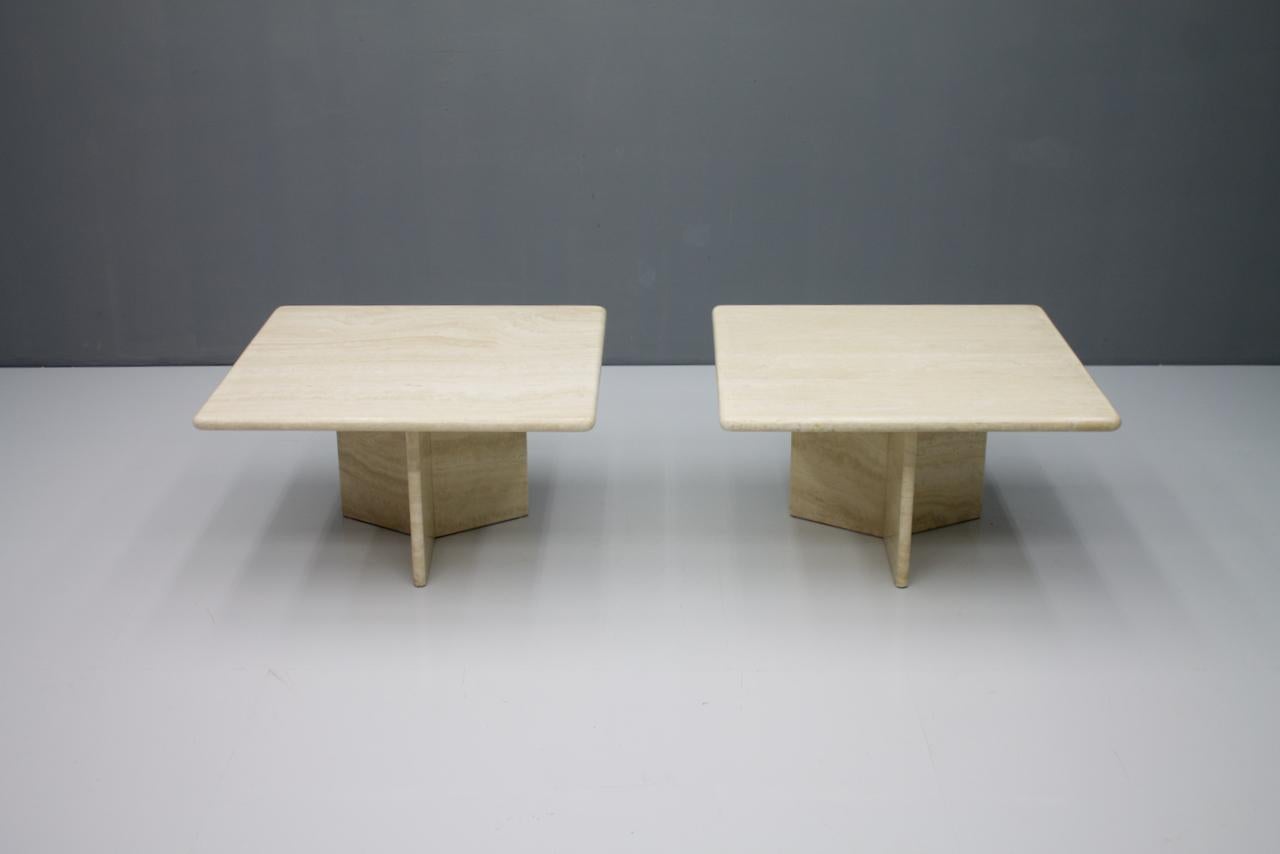 One Of Two Travertine Coffee or Side Table, Italy, 1970s For Sale 1