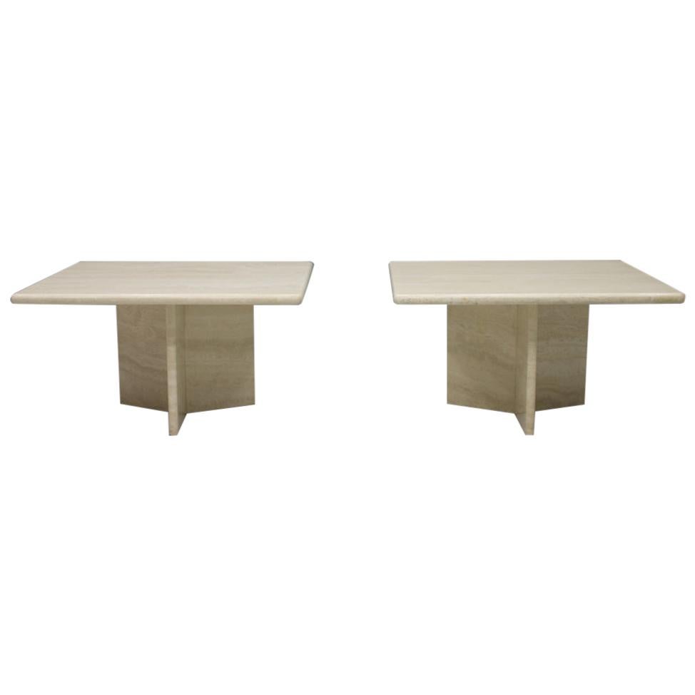 One Of Two Travertine Coffee or Side Table, Italy, 1970s For Sale