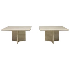 One Of Two Travertine Coffee or Side Table, Italy, 1970s
