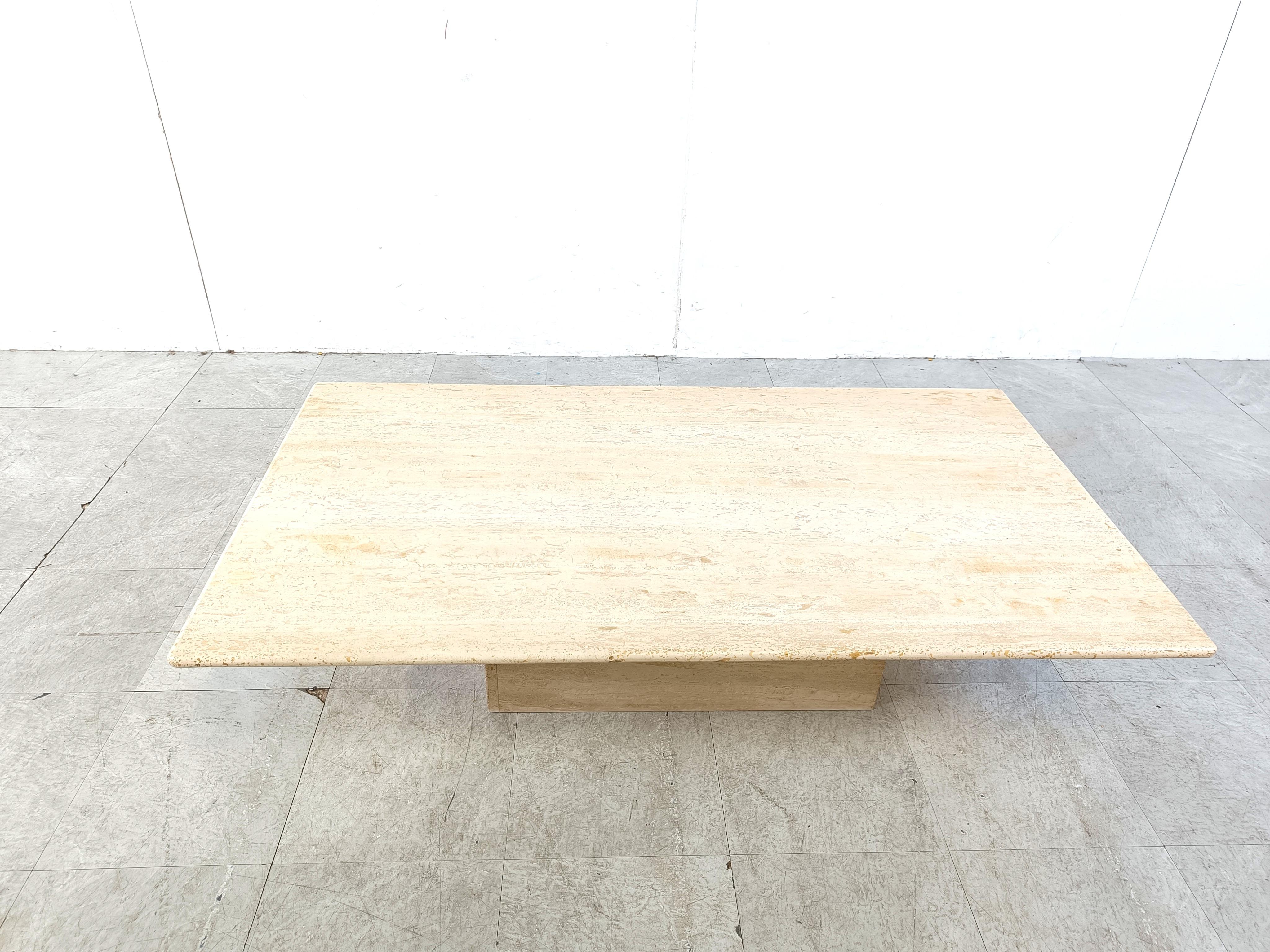 Italian Travertine Coffee Table 1970s, Italy For Sale