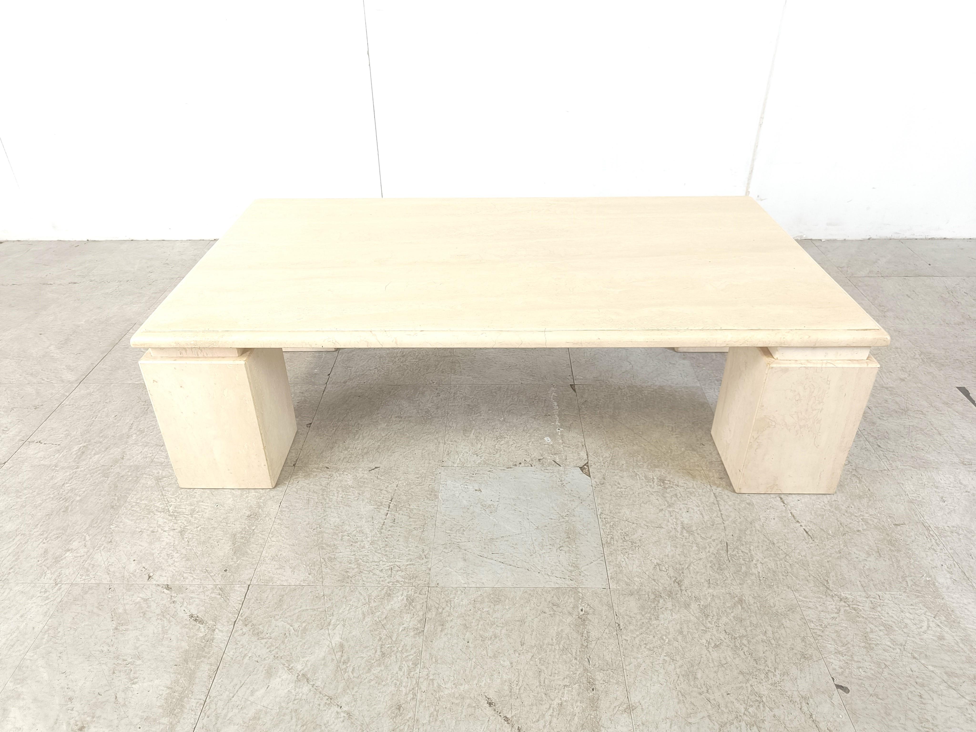 Italian Travertine Coffee Table 1970s, Italy For Sale