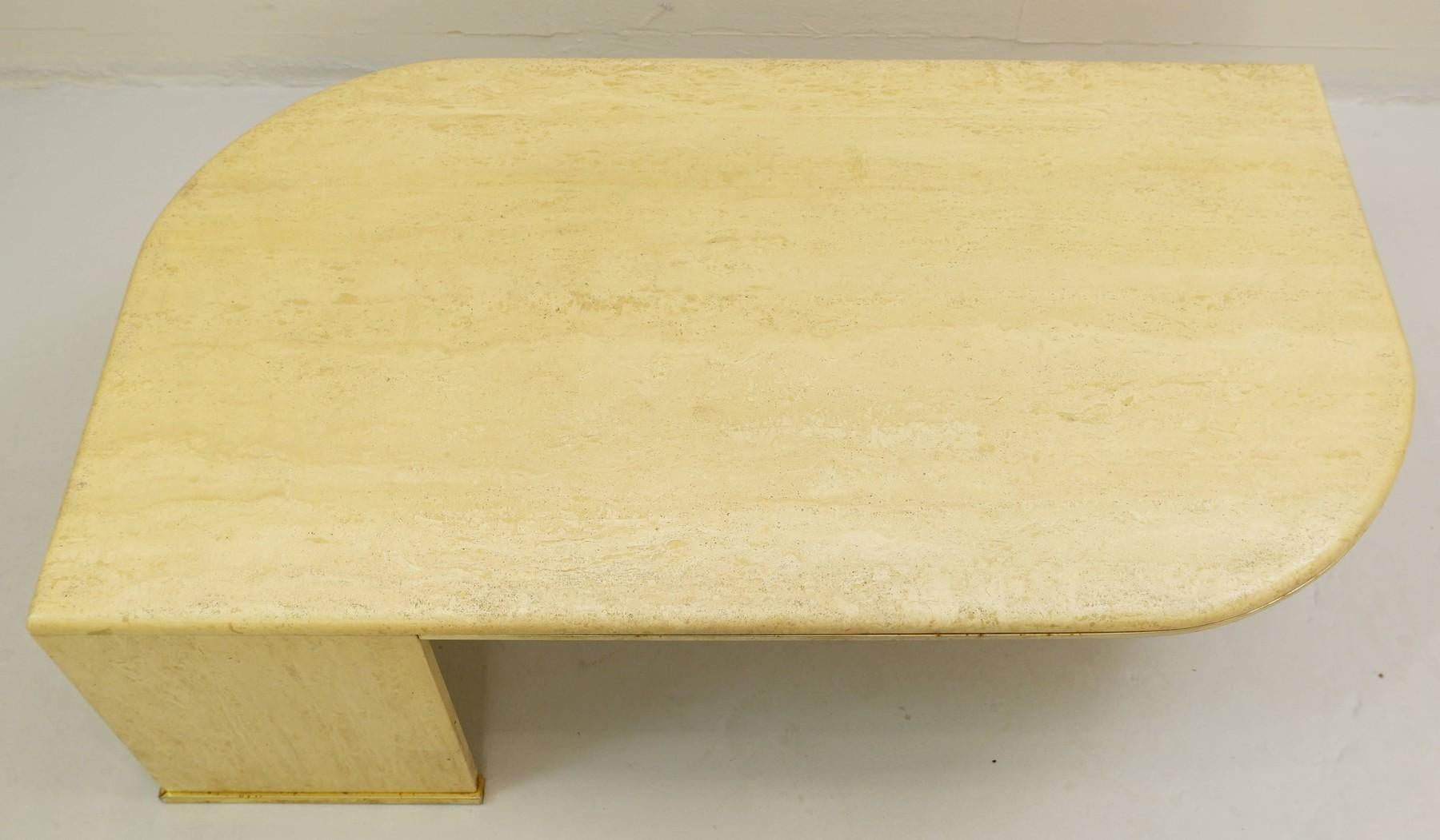 Italian Travertine Coffee Table - 1980s For Sale