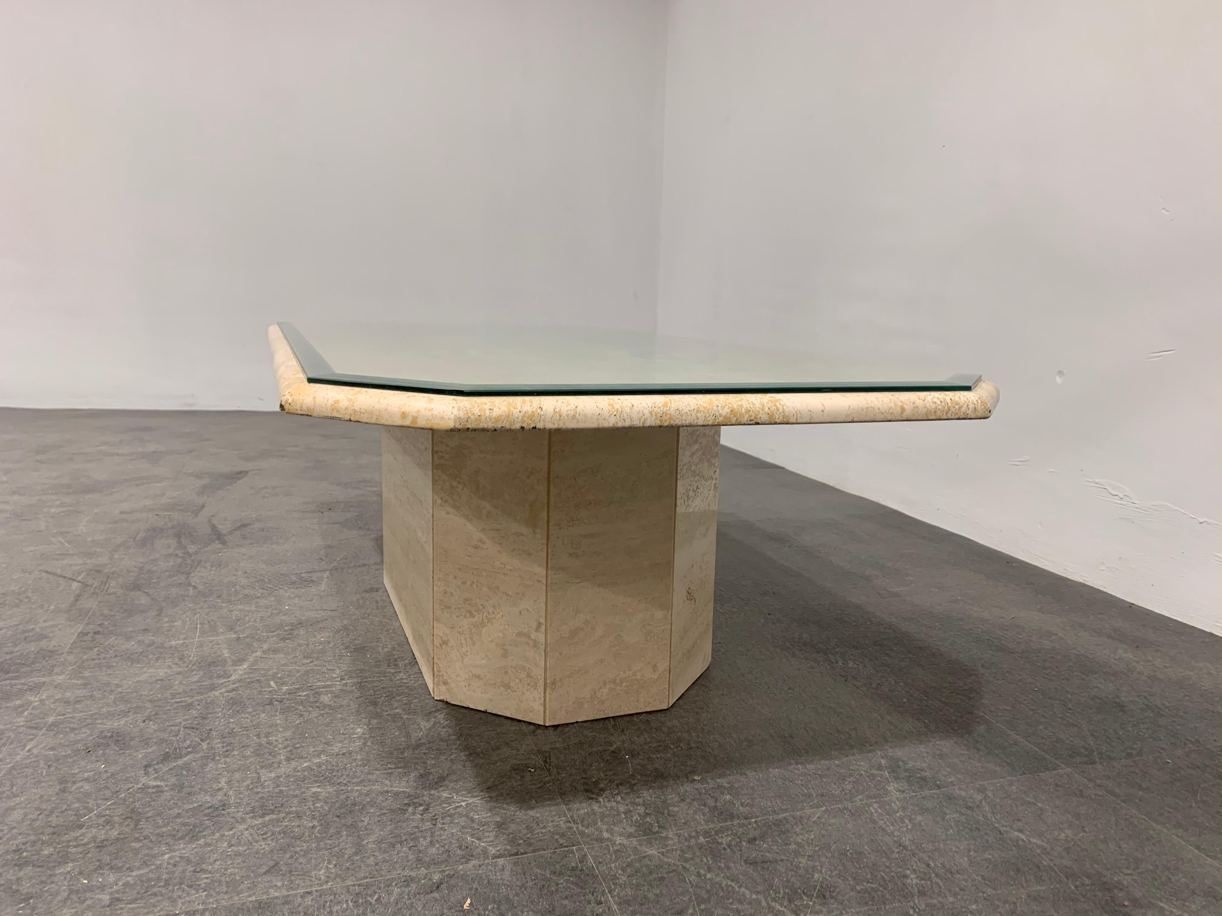 Travertine Coffee Table, 1980s 1