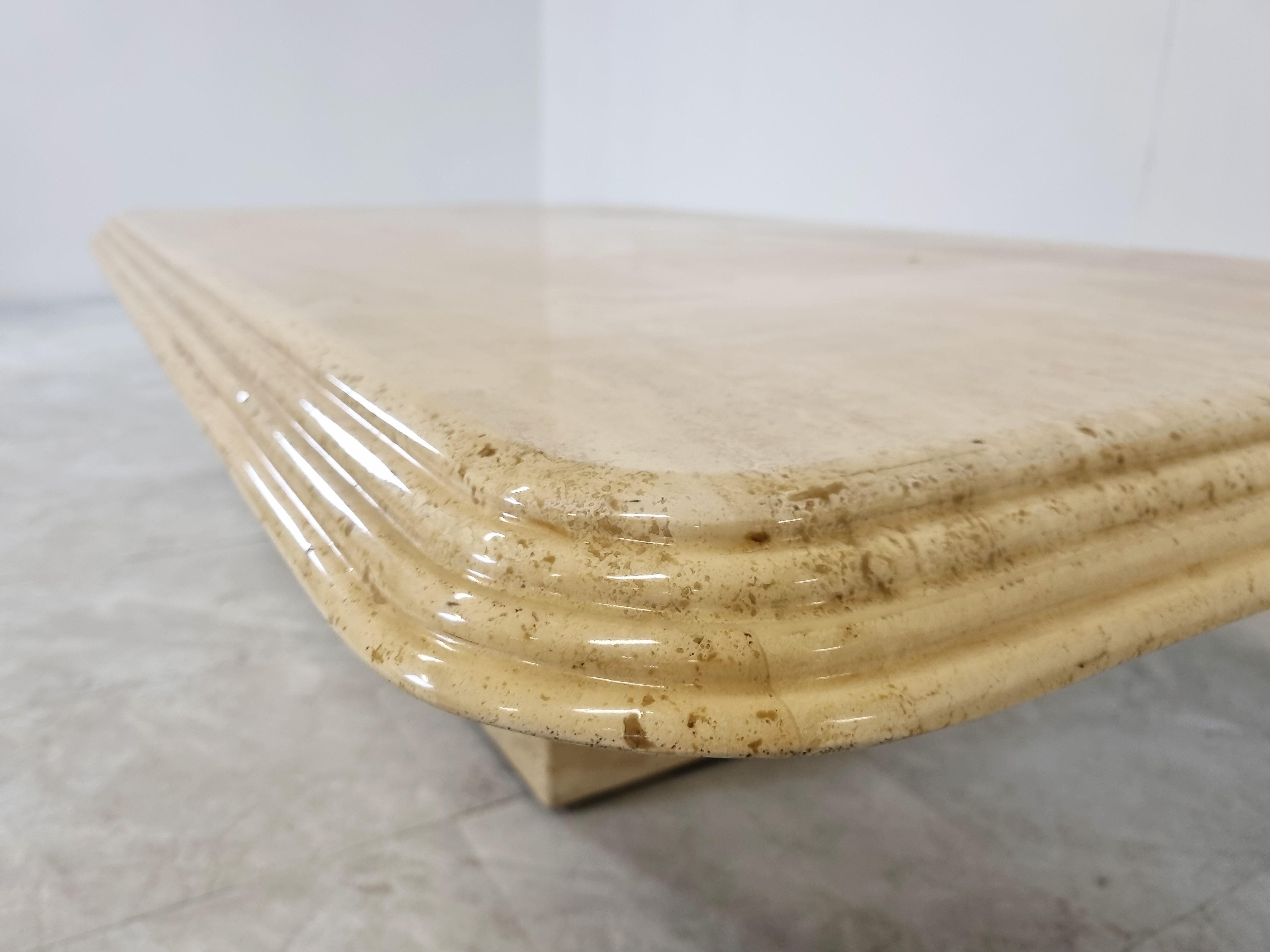 Travertine Coffee Table, 1980s 1