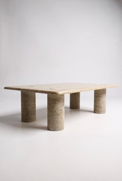 Travertine Coffee Table by Angelo Mangiarotti for Up & Up, 1970s