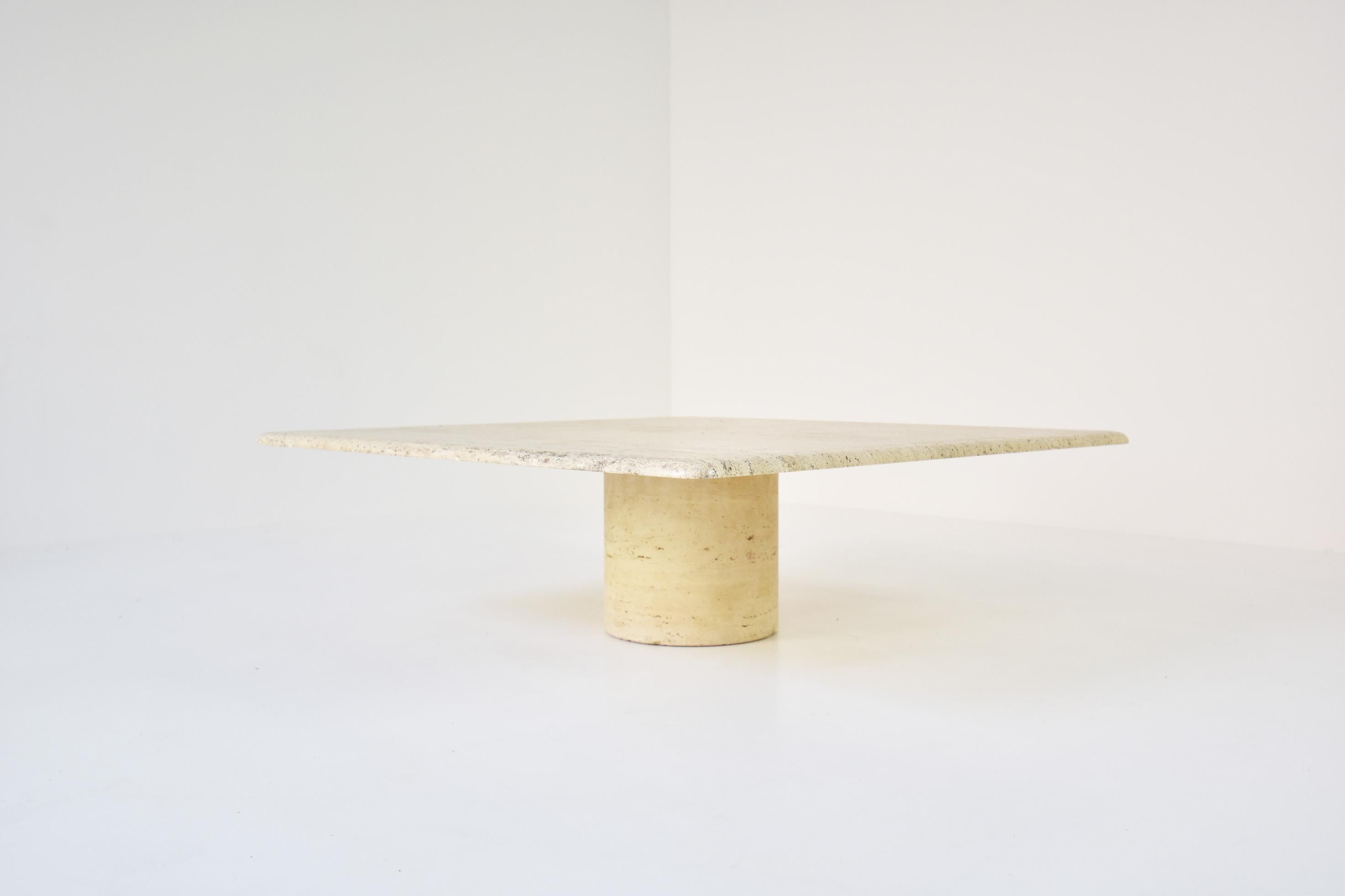 Mid-Century Modern Travertine Coffee Table by Angelo Mangiarotti for Up & Up, Italy, 1970s
