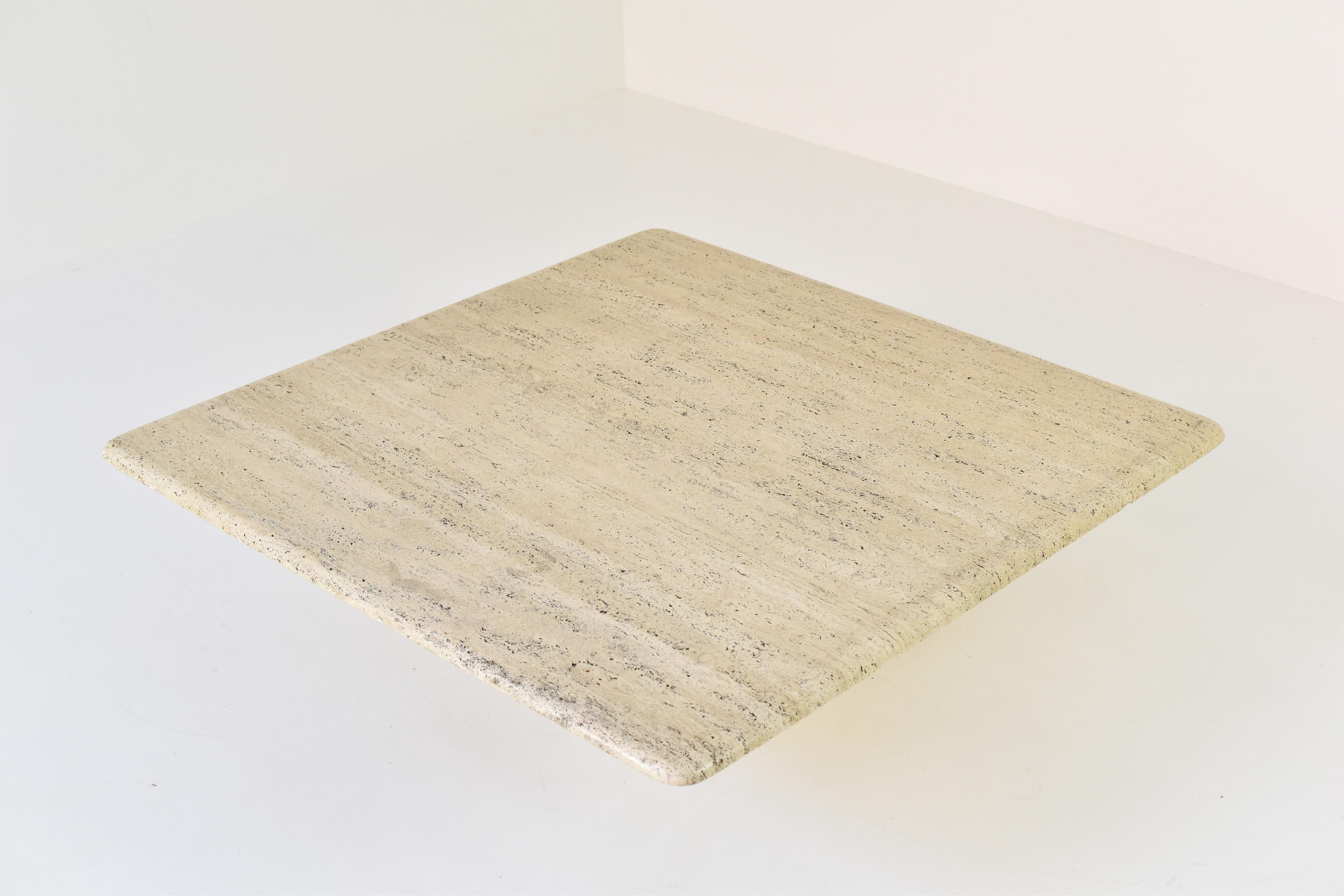 Italian Travertine Coffee Table by Angelo Mangiarotti for Up & Up, Italy, 1970s