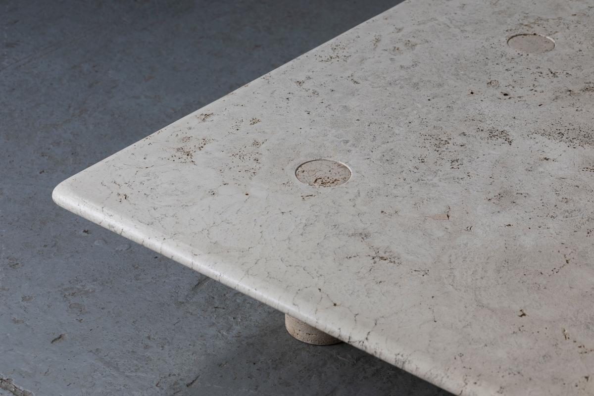 Angelo Mangiarotti Travertine Coffee Table for Up&Up, Italy, 1970s 4