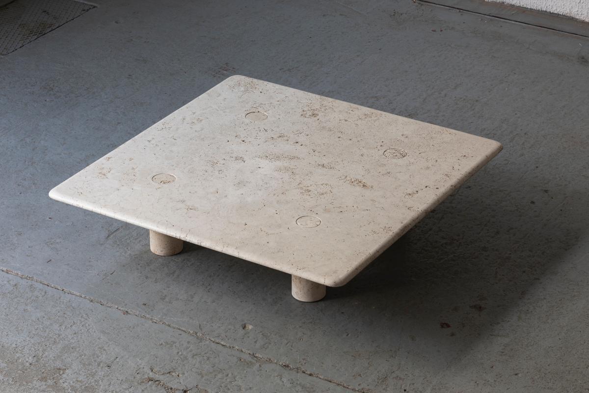 Angelo Mangiarotti Travertine Coffee Table for Up&Up, Italy, 1970s 5