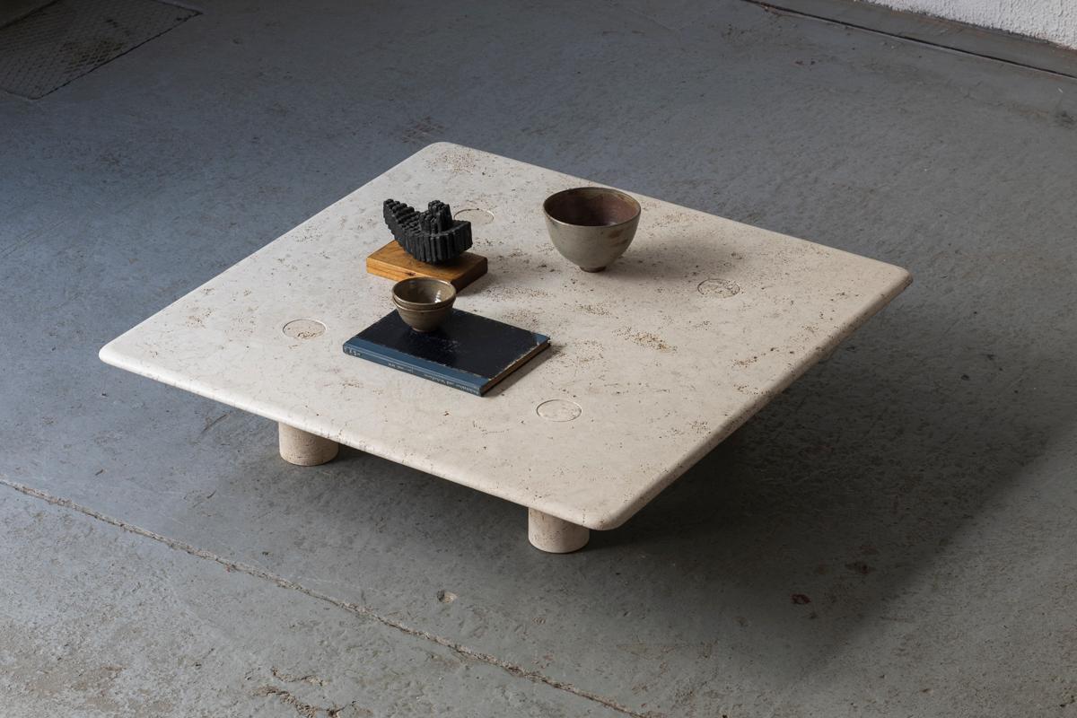Angelo Mangiarotti Travertine Coffee Table for Up&Up, Italy, 1970s 6