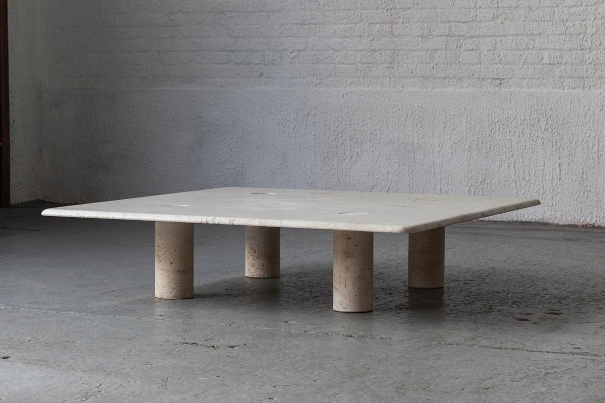 Angelo Mangiarotti Travertine Coffee Table for Up&Up, Italy, 1970s 9