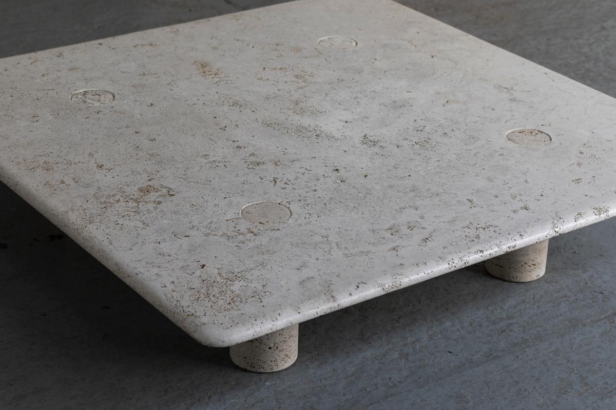 Late 20th Century Angelo Mangiarotti Travertine Coffee Table for Up&Up, Italy, 1970s