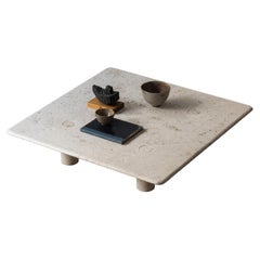 Angelo Mangiarotti Travertine Coffee Table for Up&Up, Italy, 1970s
