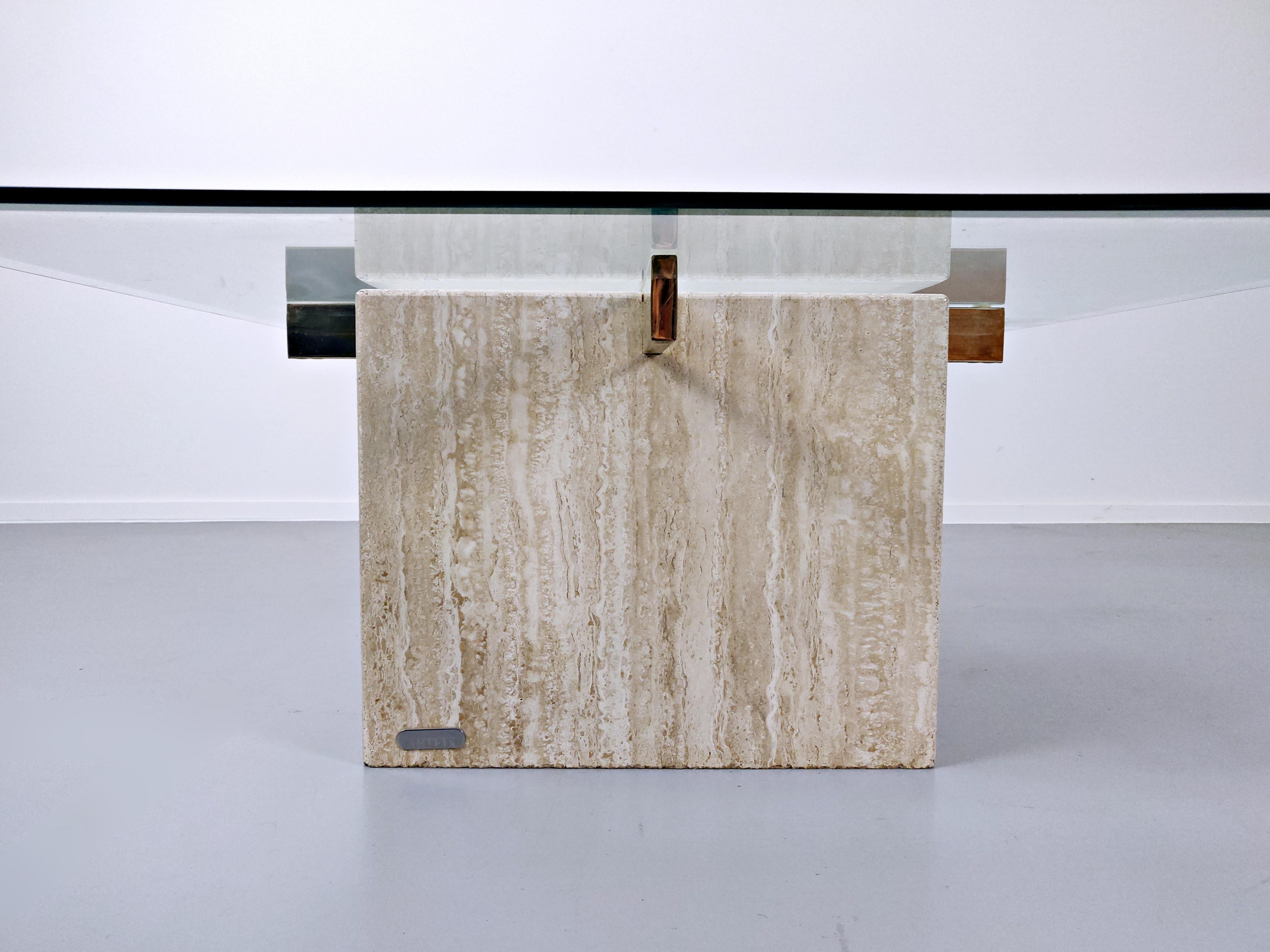 Glass Travertine Coffee Table by Artedi