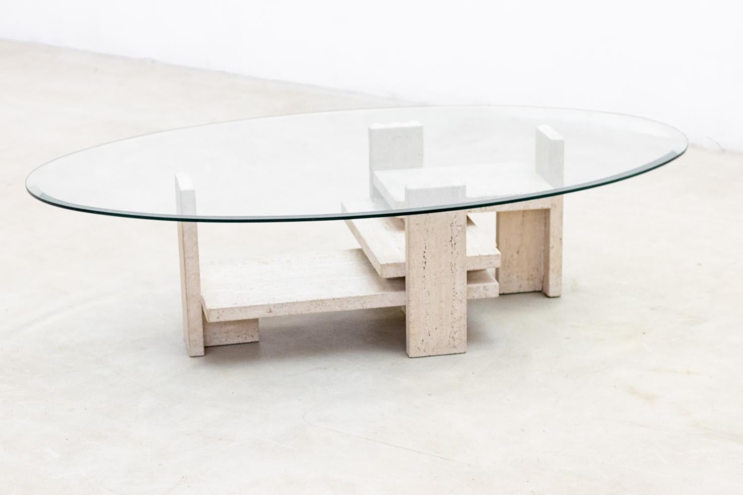 Travertine coffee table by Ballez Willy, 1970s  For Sale 1