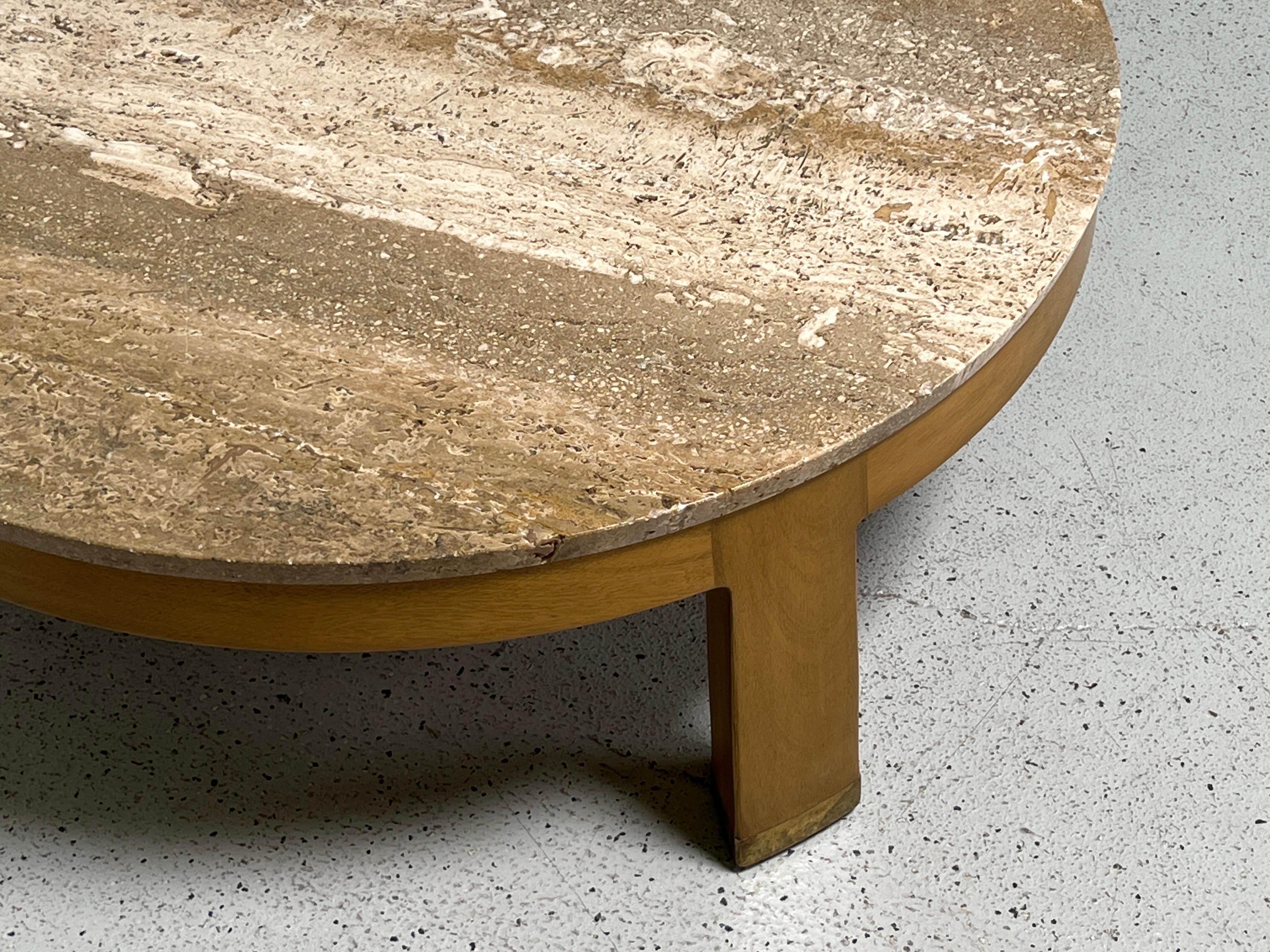 Travertine Coffee Table by Edward Wormley for Dunbar For Sale 7