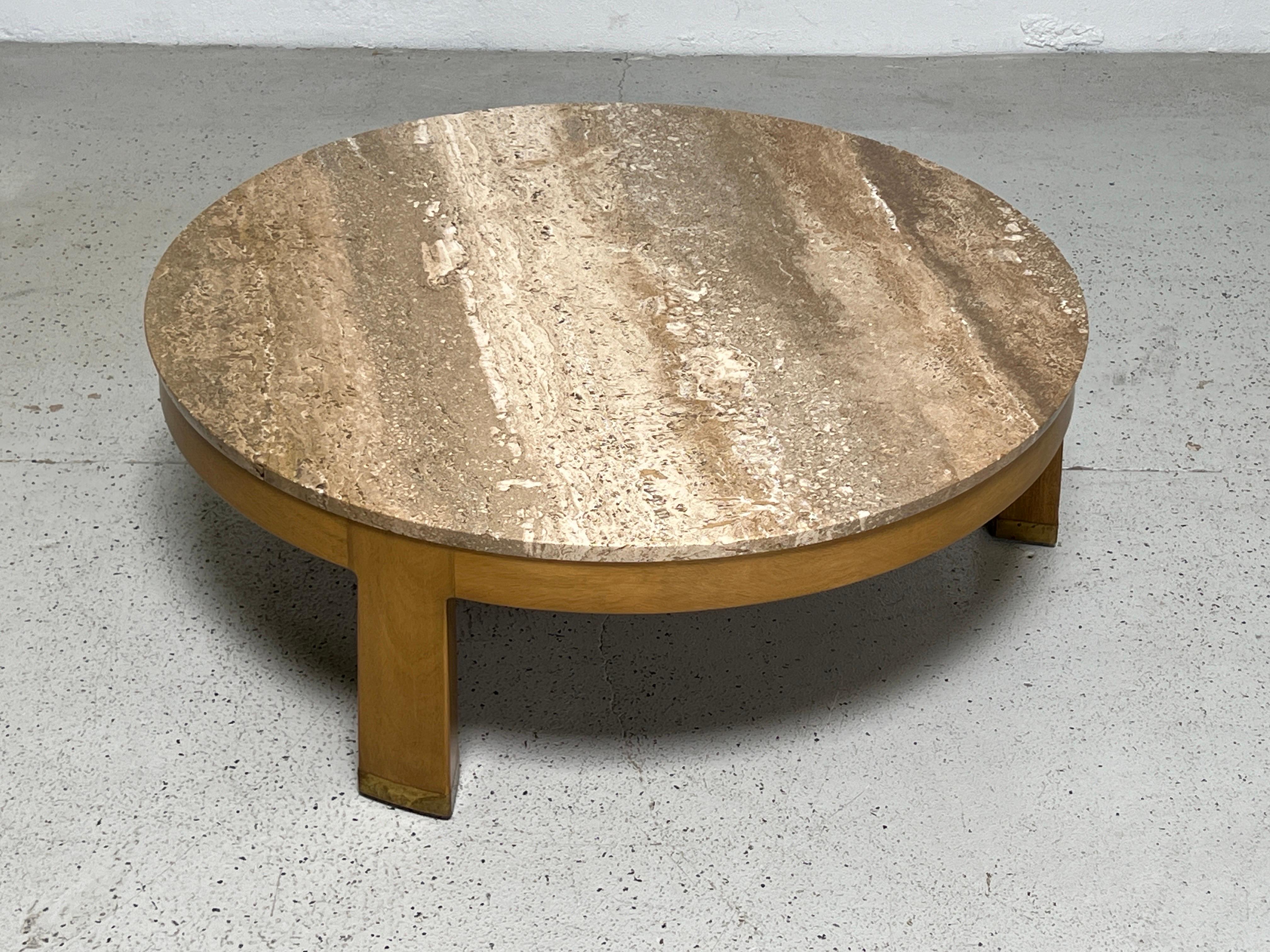 Travertine Coffee Table by Edward Wormley for Dunbar For Sale 8