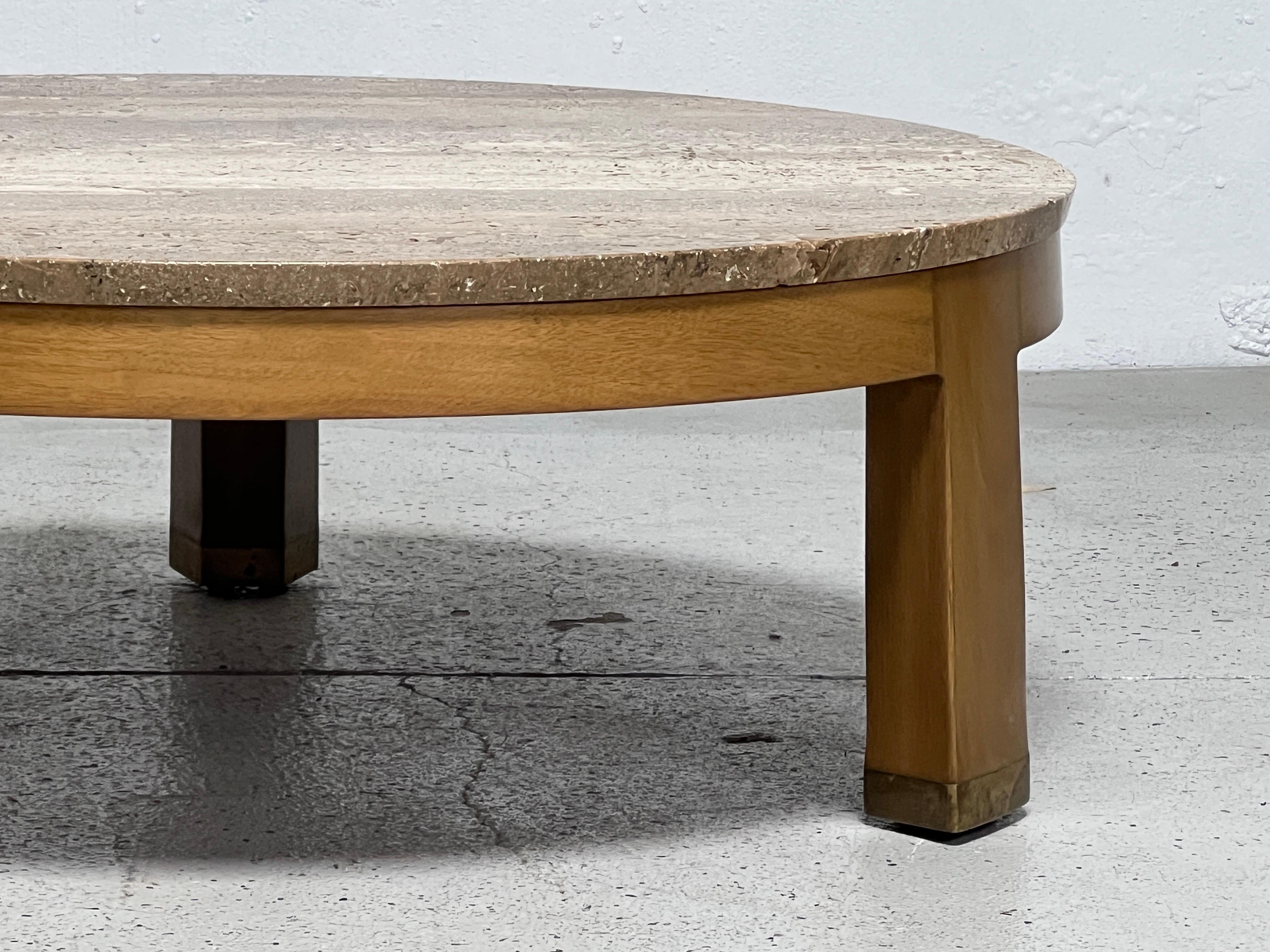 Travertine Coffee Table by Edward Wormley for Dunbar In Good Condition For Sale In Dallas, TX