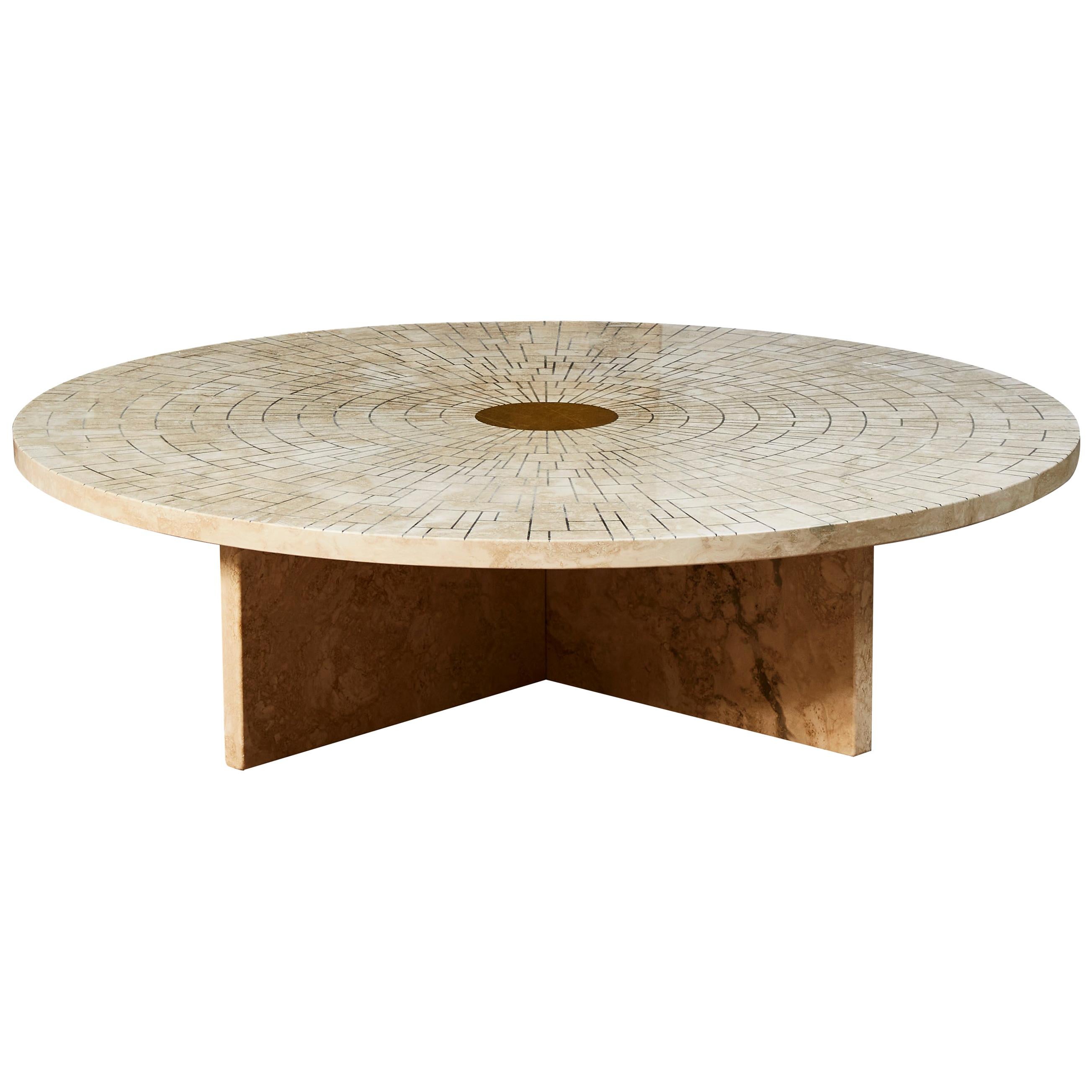 Table basse en travertin de Studio Glustin en vente