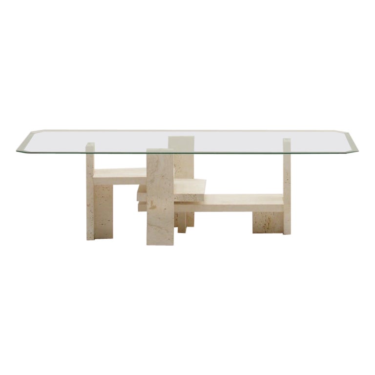 Travertine coffee table by Willy Ballez, 1970s Belgium.