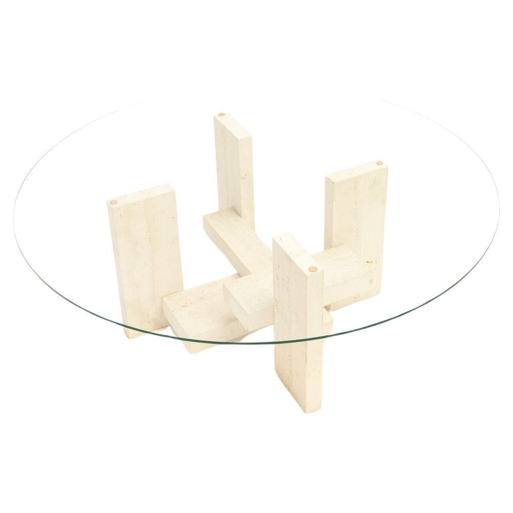 Mesa de centro de travertino de Willy Ballez, años 70