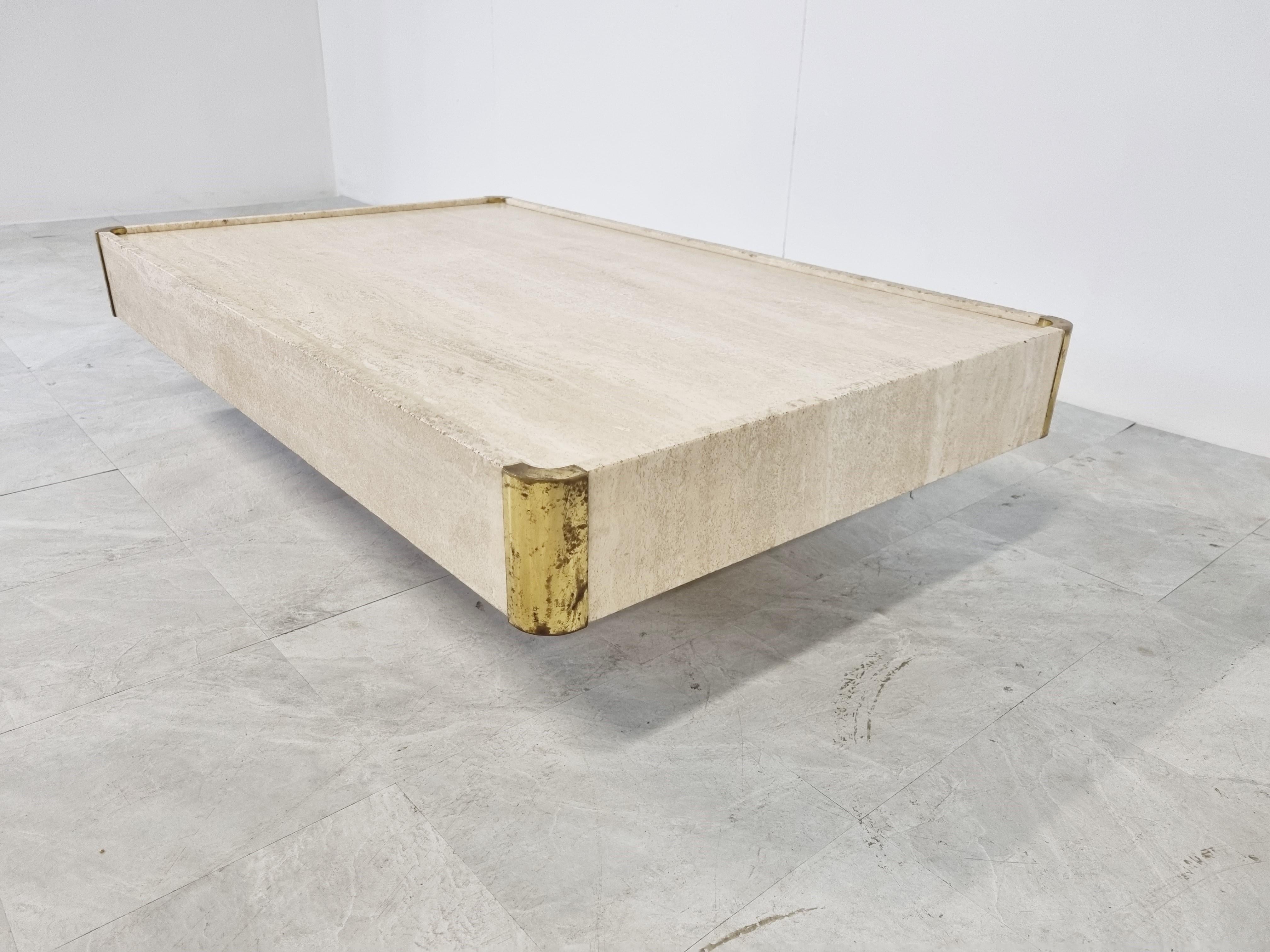 Travertine Coffee Table by Willy Rizzo, 1970s In Good Condition In HEVERLEE, BE