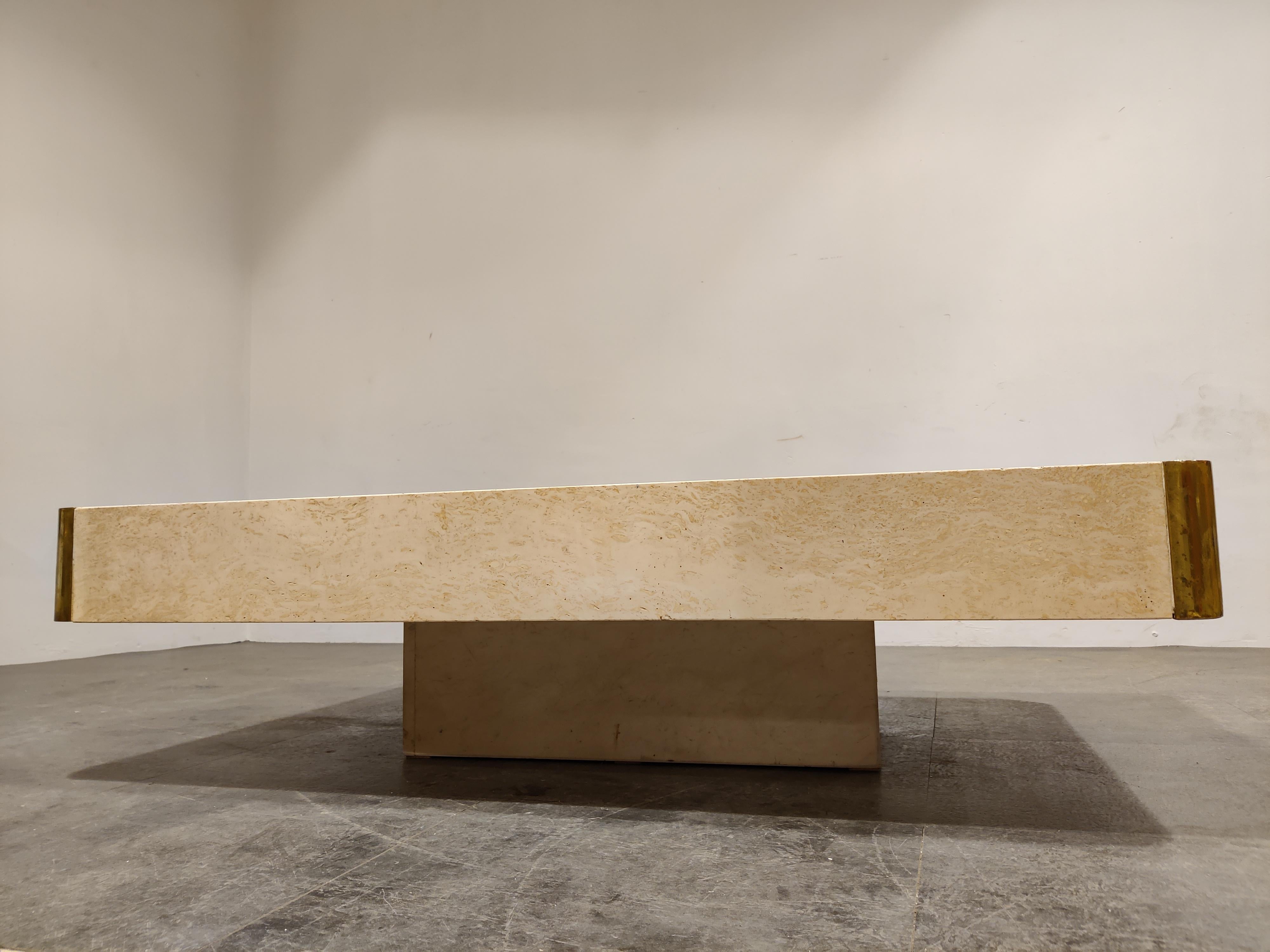 Late 20th Century Travertine Coffee Table by Willy Rizzo, 1970s