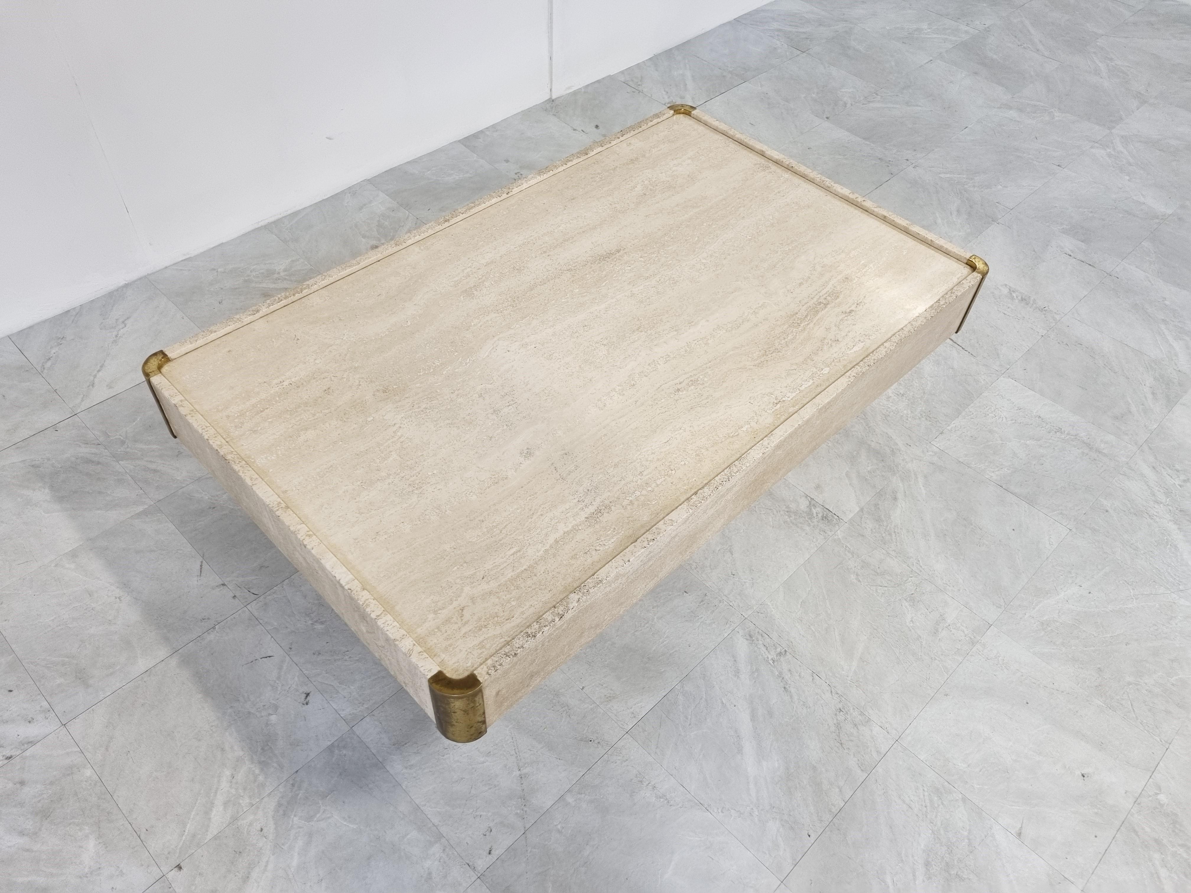 Travertine Coffee Table by Willy Rizzo, 1970s 1