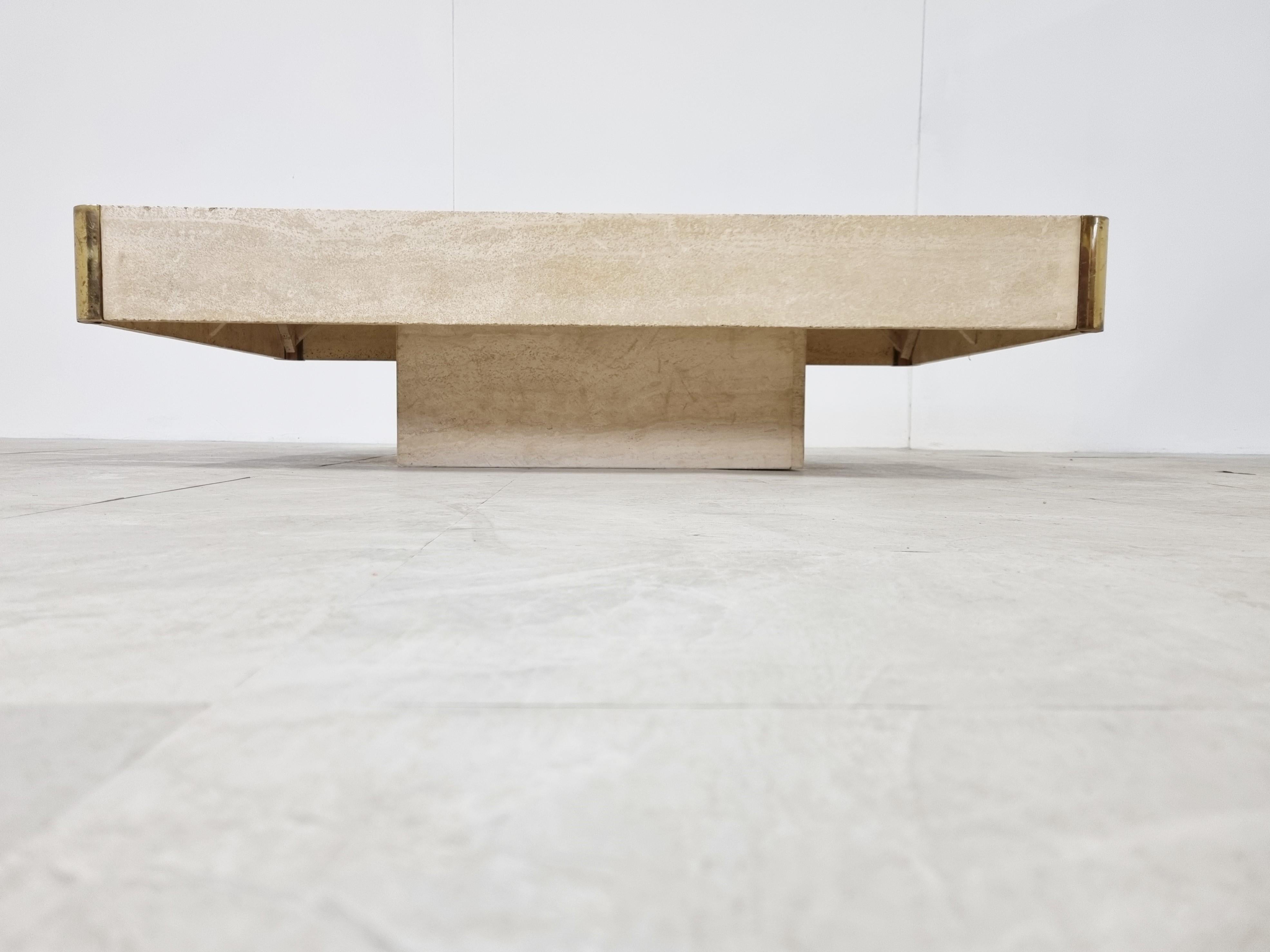 Travertine Coffee Table by Willy Rizzo, 1970s 2