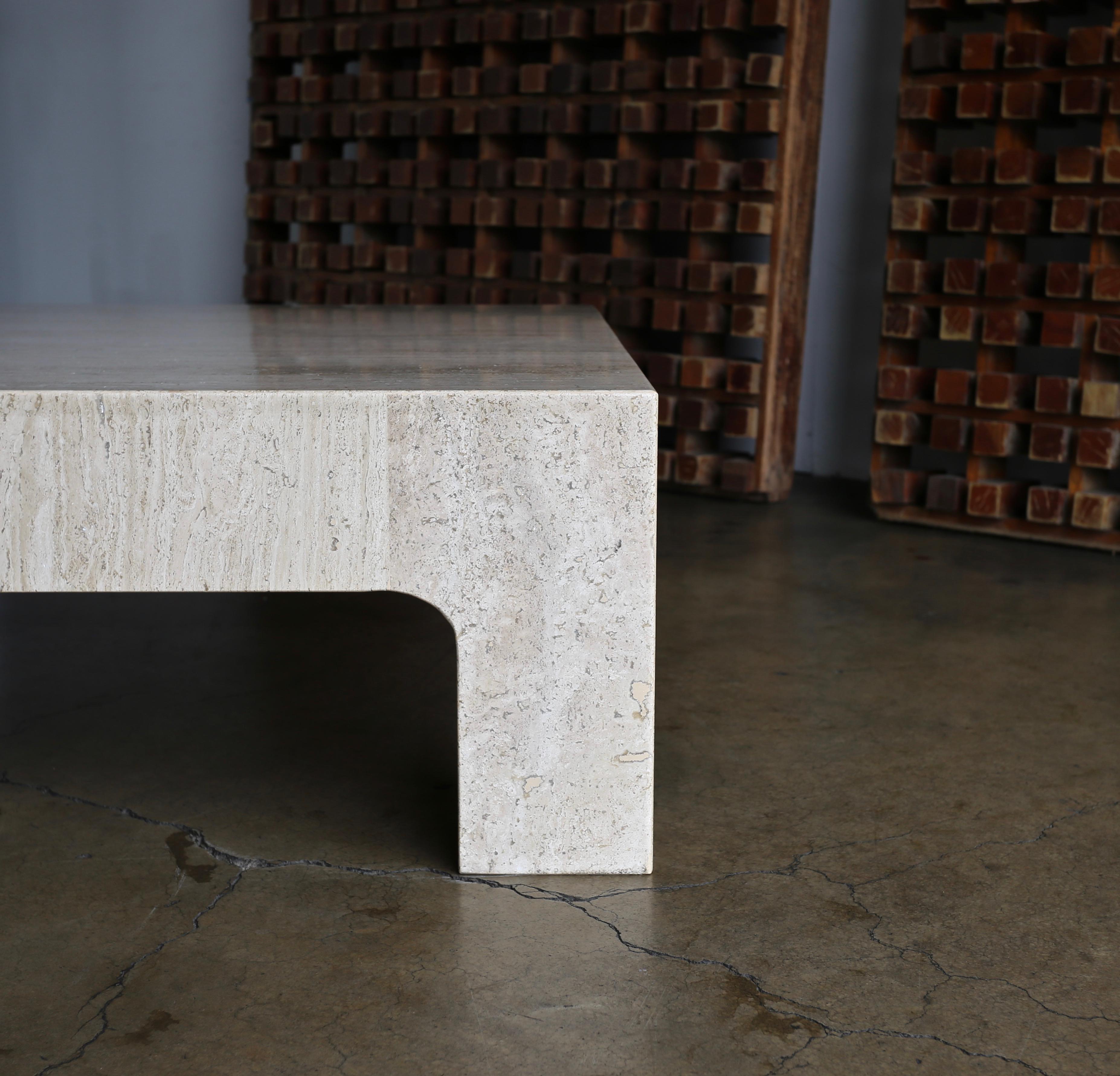 Travertine Coffee Table, circa 1980 4
