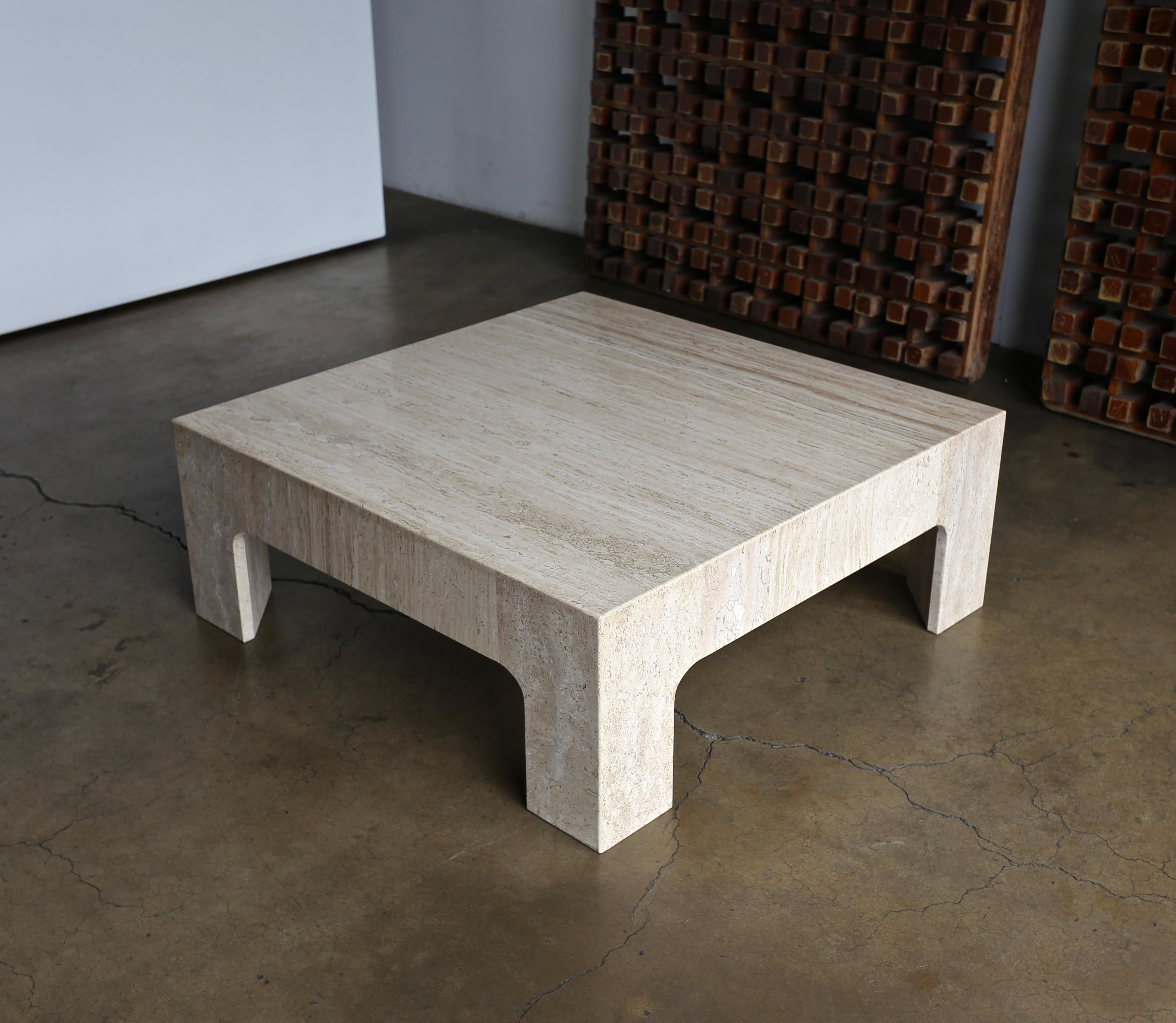 Travertine coffee table, circa 1980.