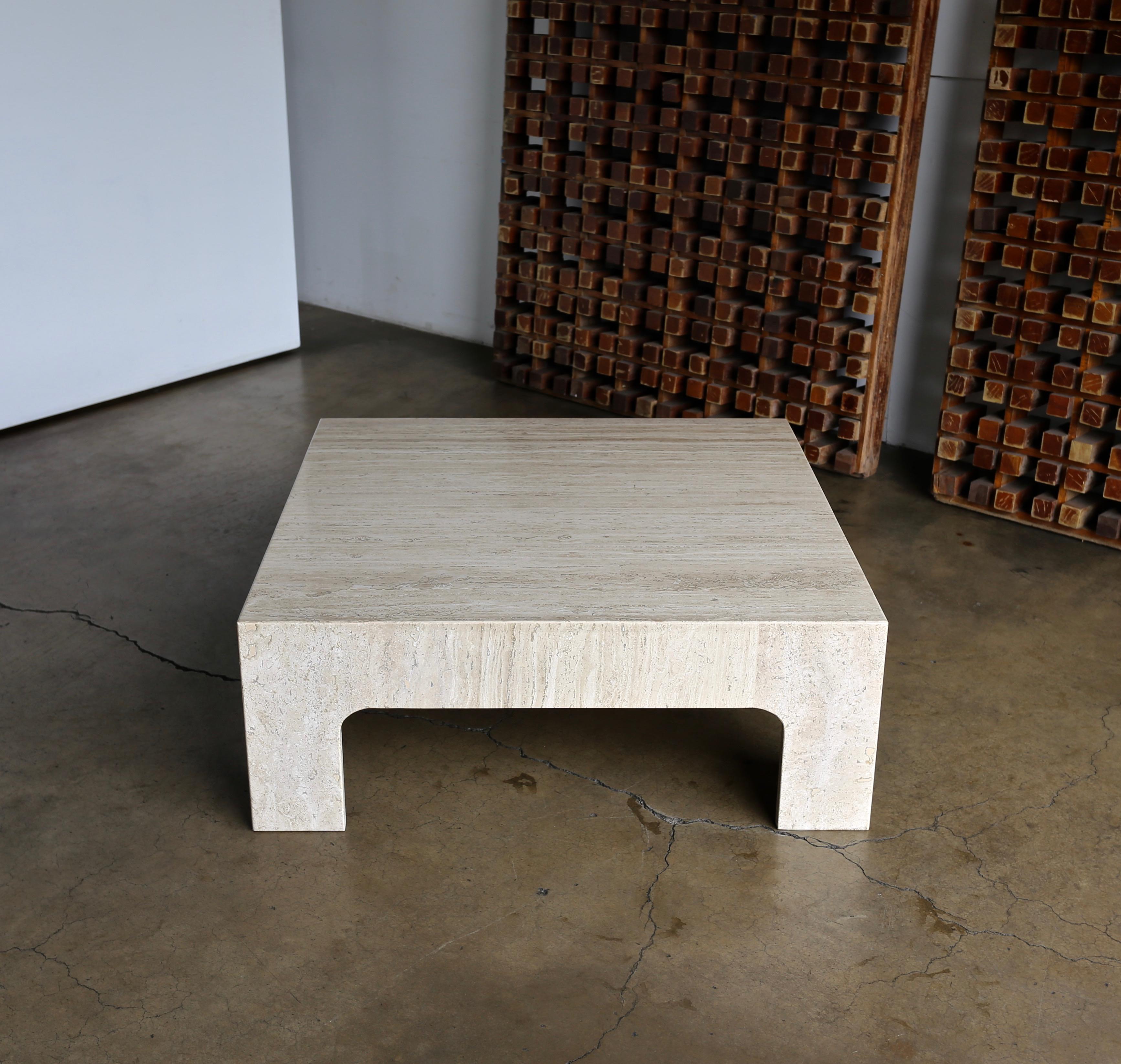 Modern Travertine Coffee Table, circa 1980