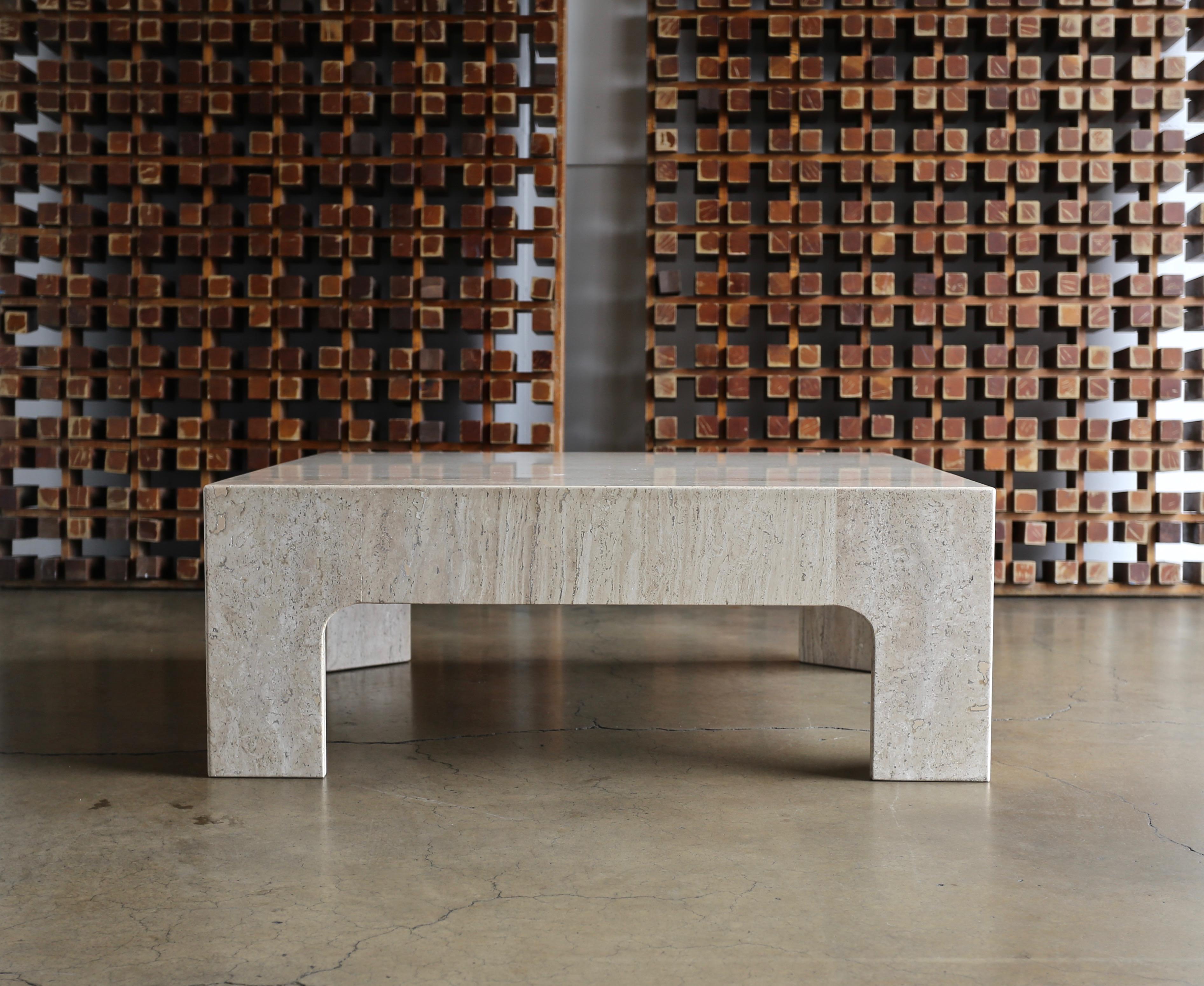 Italian Travertine Coffee Table, circa 1980