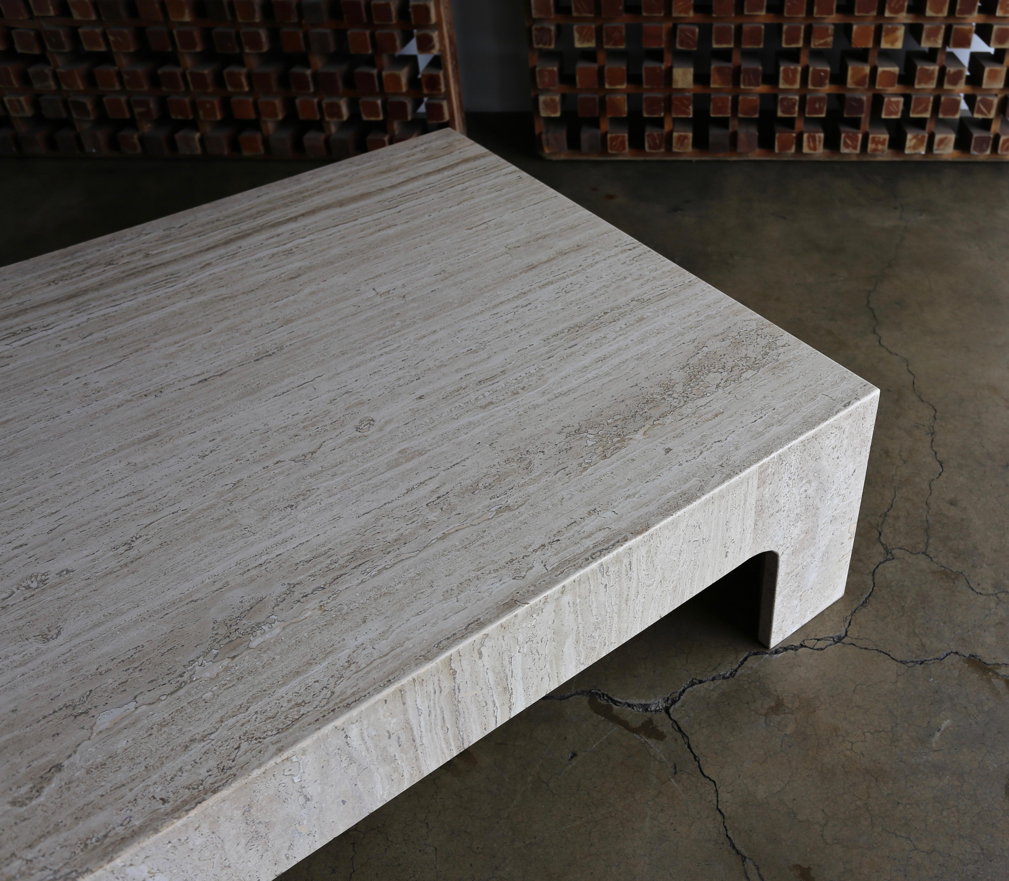 Travertine Coffee Table, circa 1980 In Good Condition In San Juan Capistrano, CA