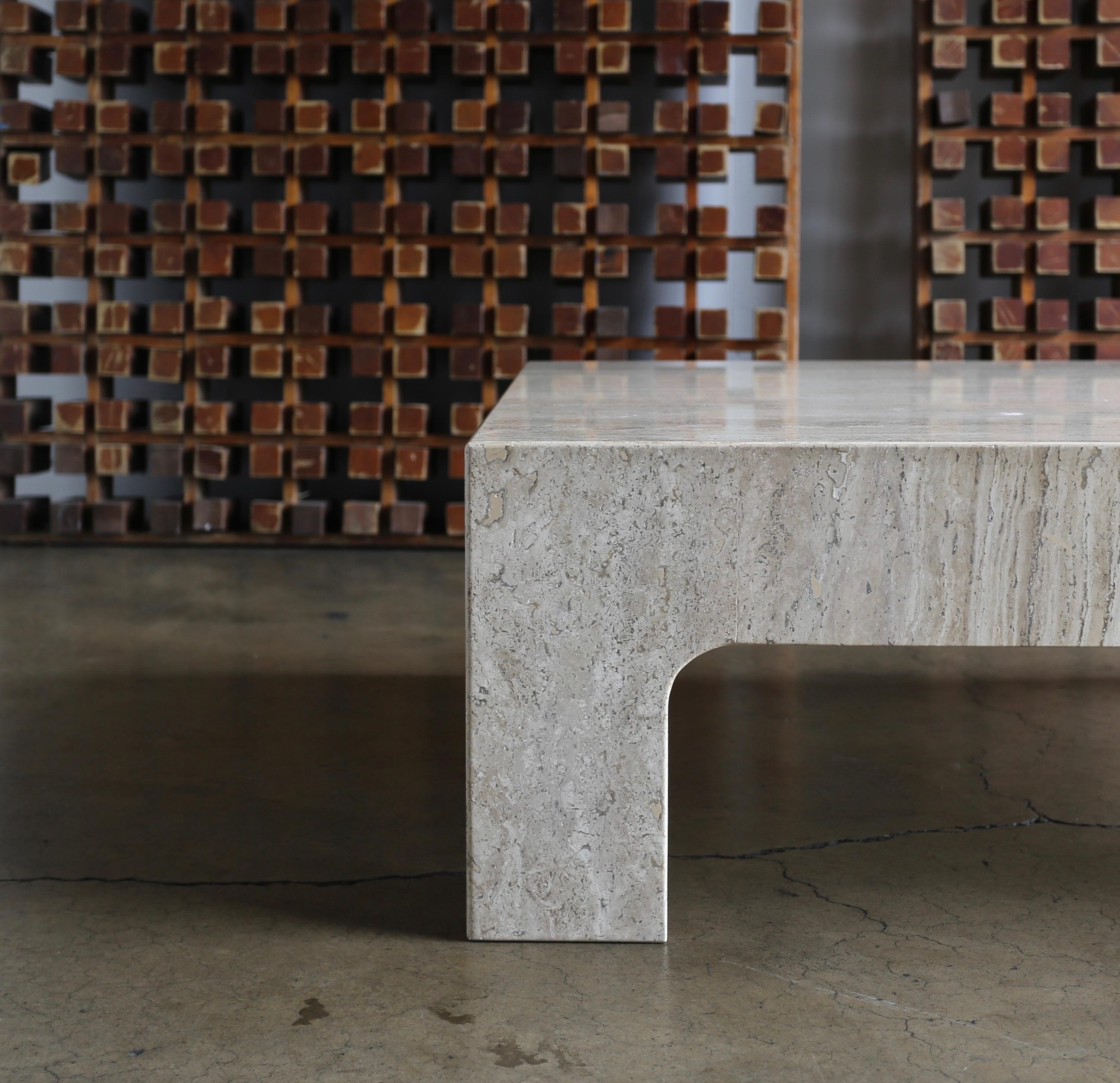 Travertine Coffee Table, circa 1980 2