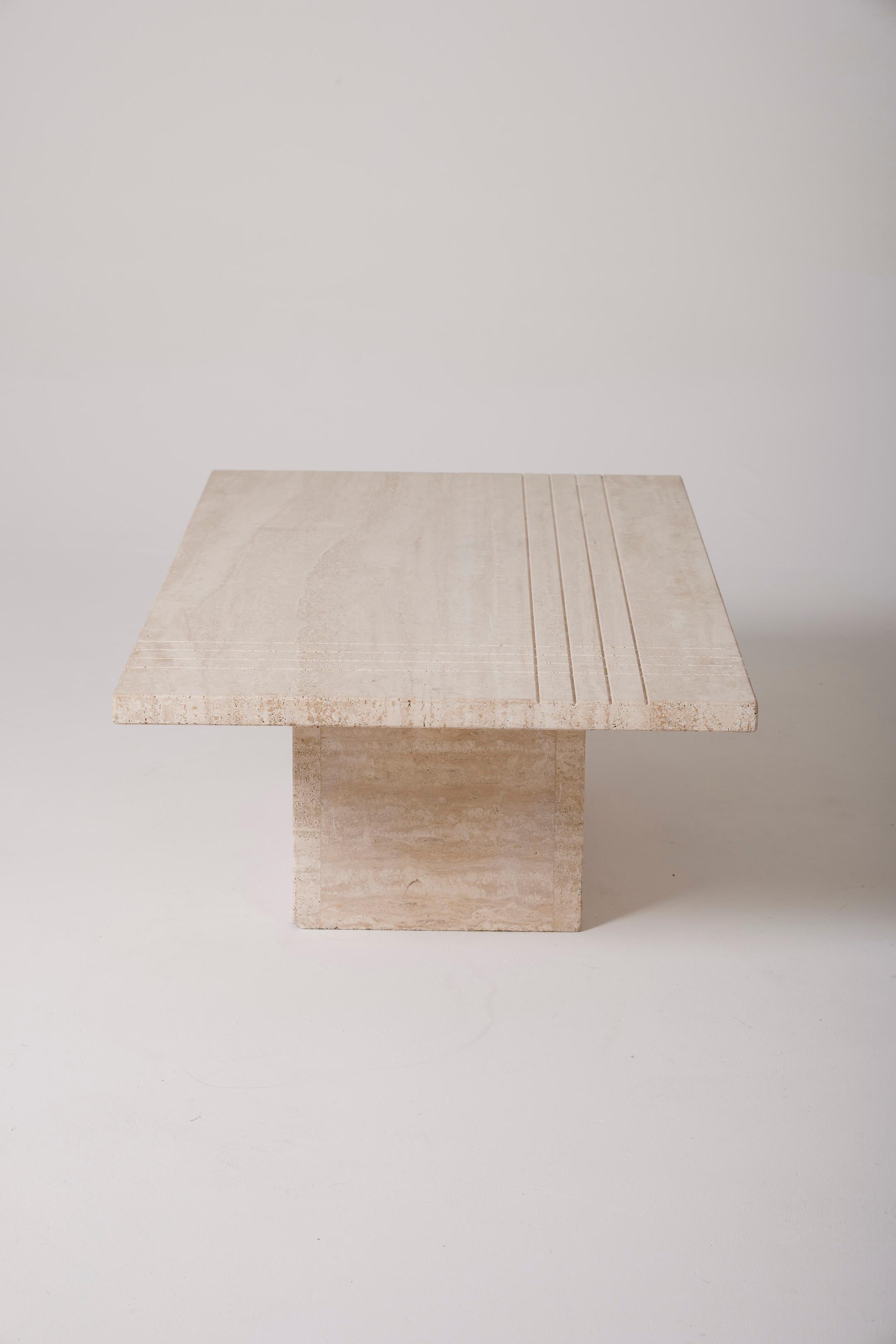 Travertine coffee table In Good Condition For Sale In PARIS, FR