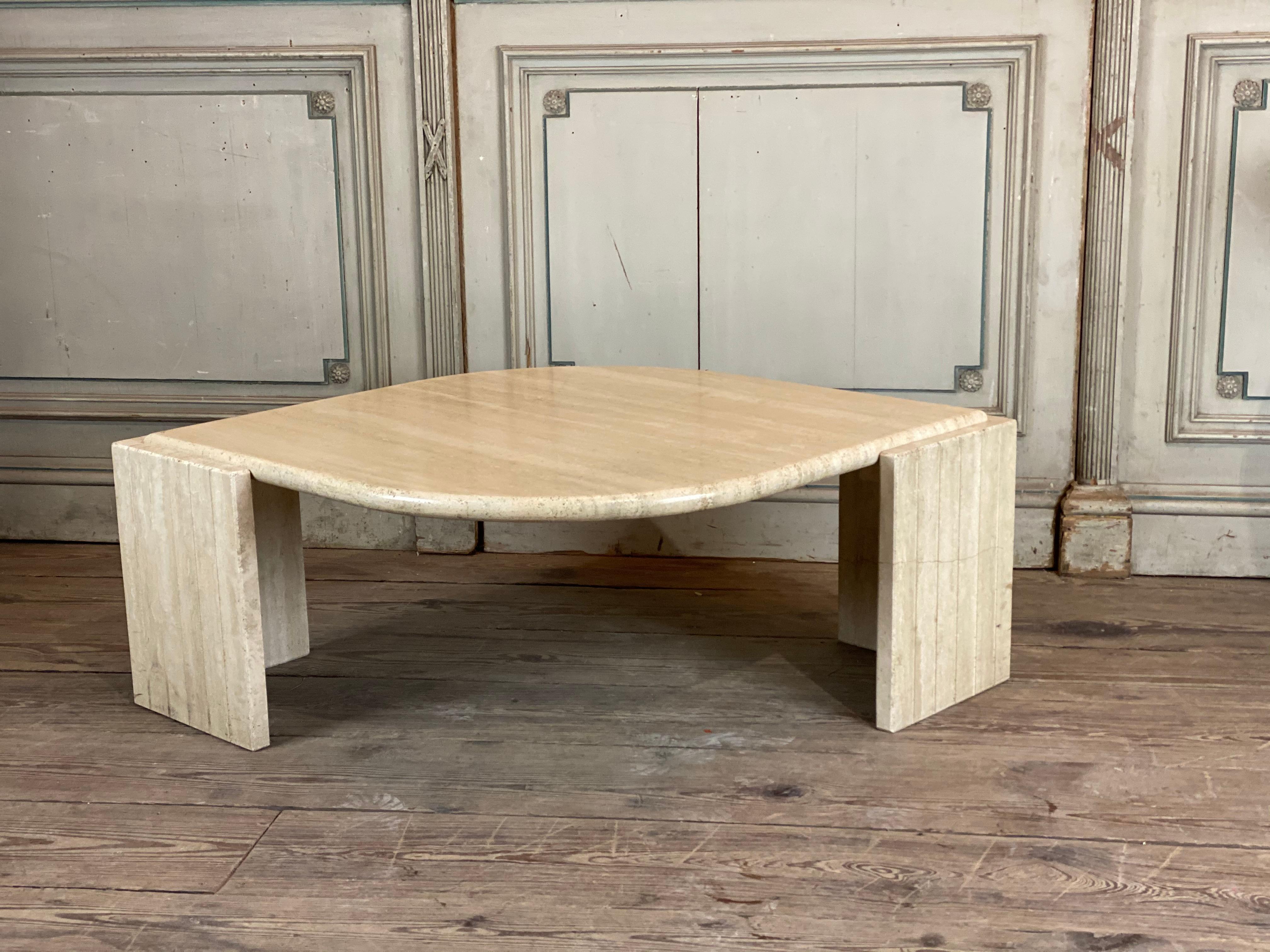 Mid-Century Modern Travertine coffee table 2