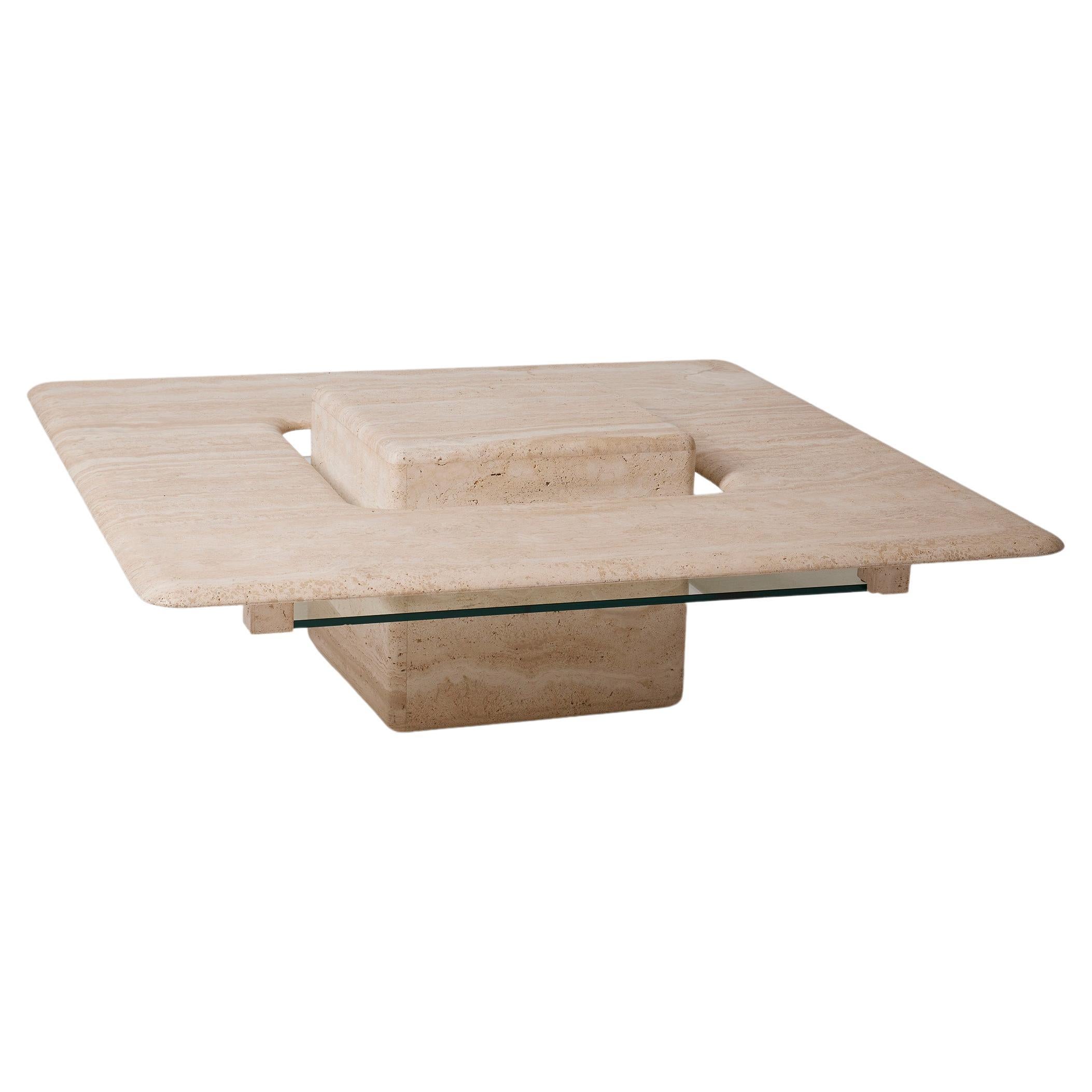Travertine coffee table For Sale