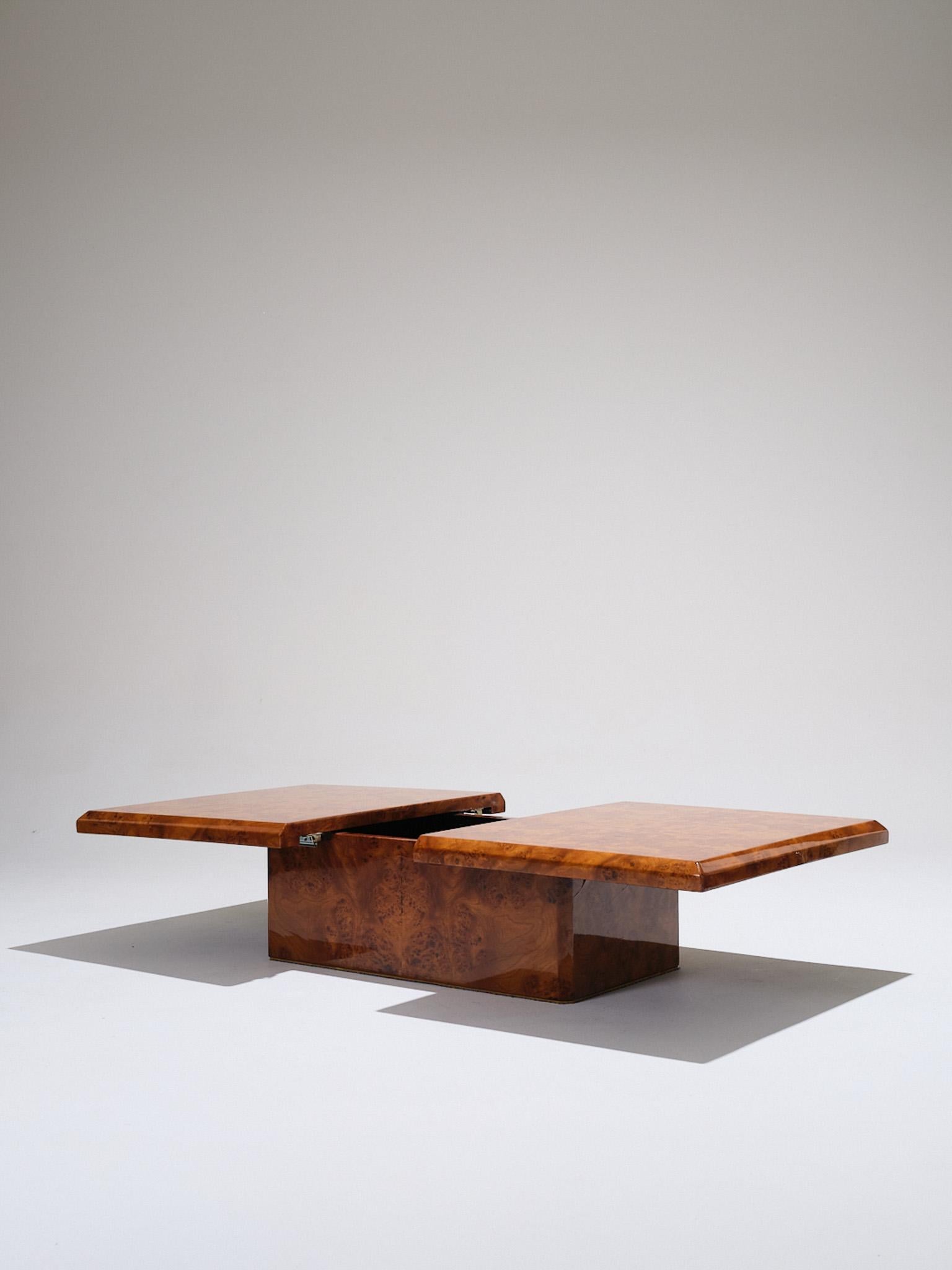 Fin du 20e siècle Table basse en travertin et loupe d'orme, 1970 en vente
