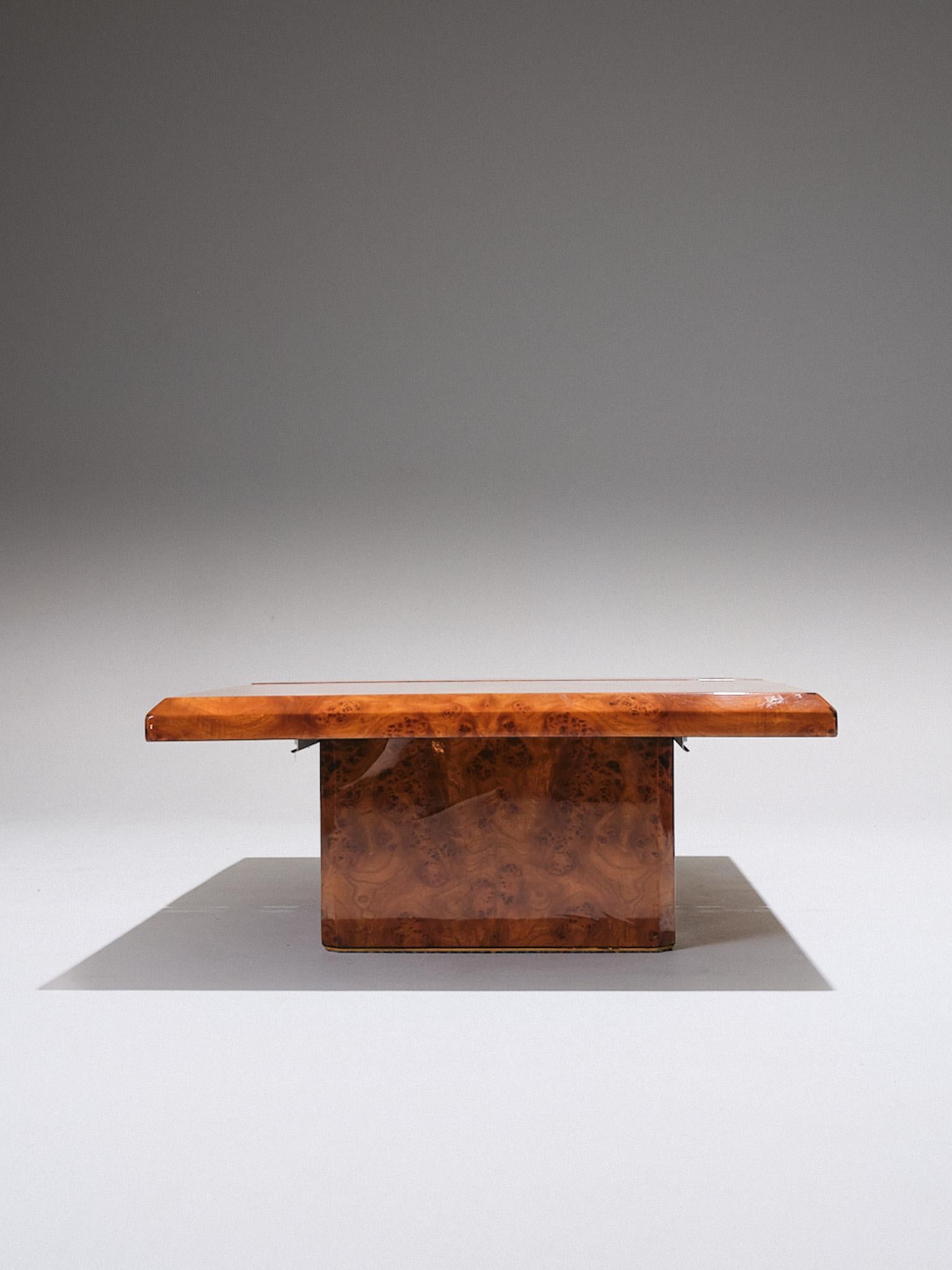 Table basse en travertin et loupe d'orme, 1970 en vente 3