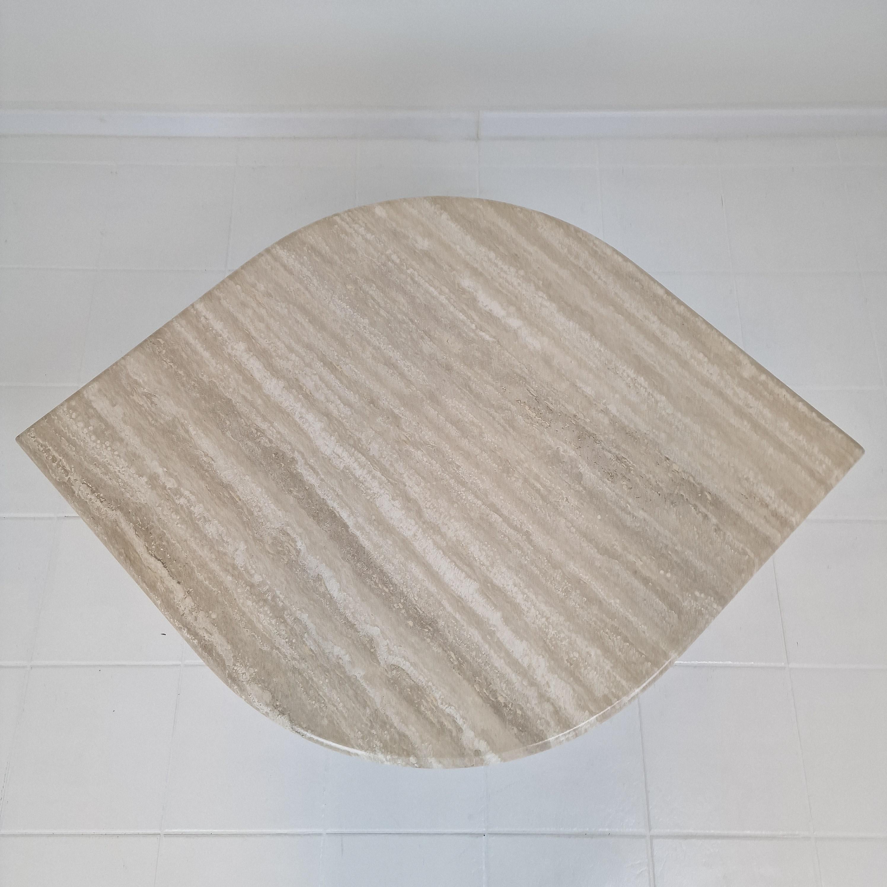 Travertine Coffee Table in Teardrop Shape, 1980's For Sale 3