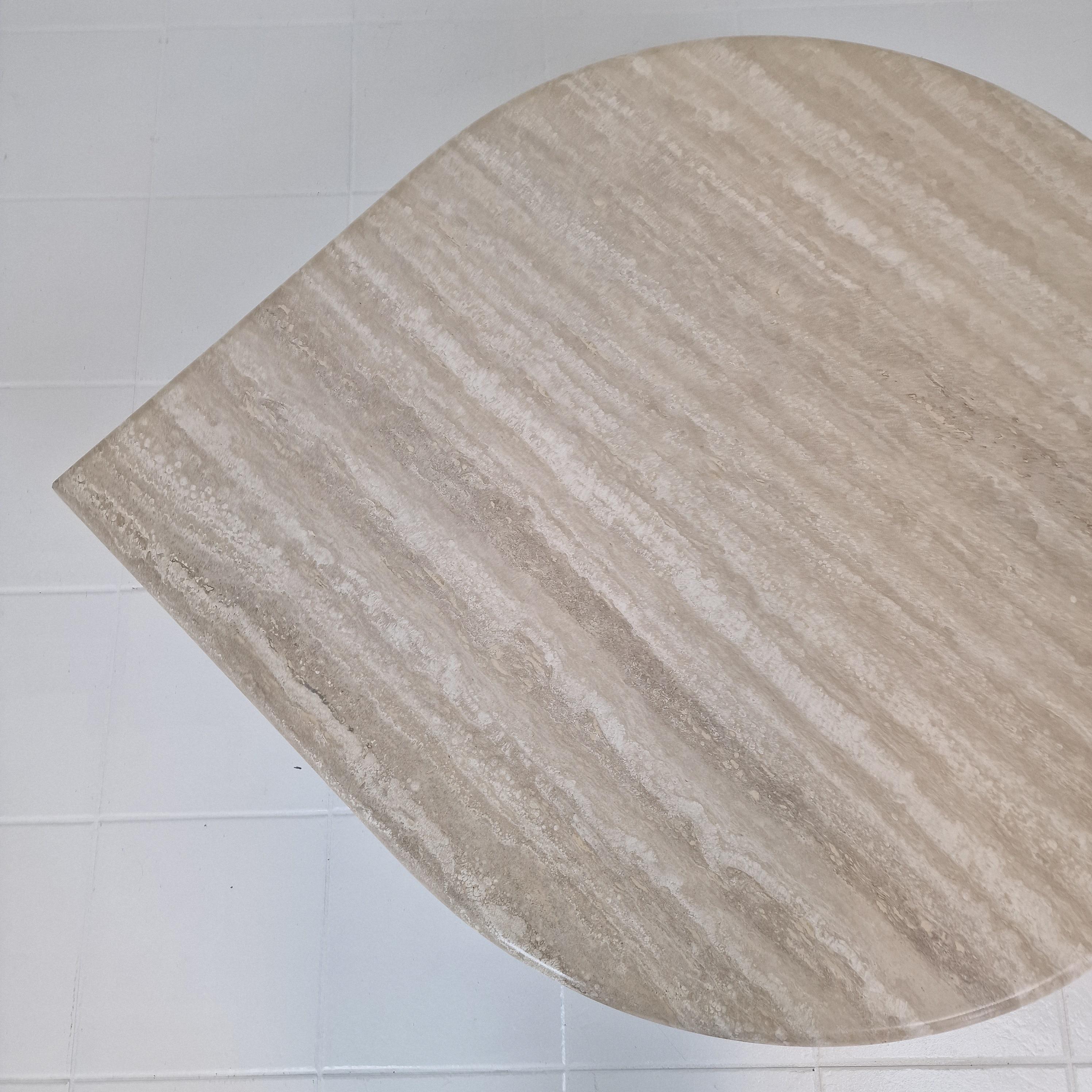 Travertine Coffee Table in Teardrop Shape, 1980's For Sale 5