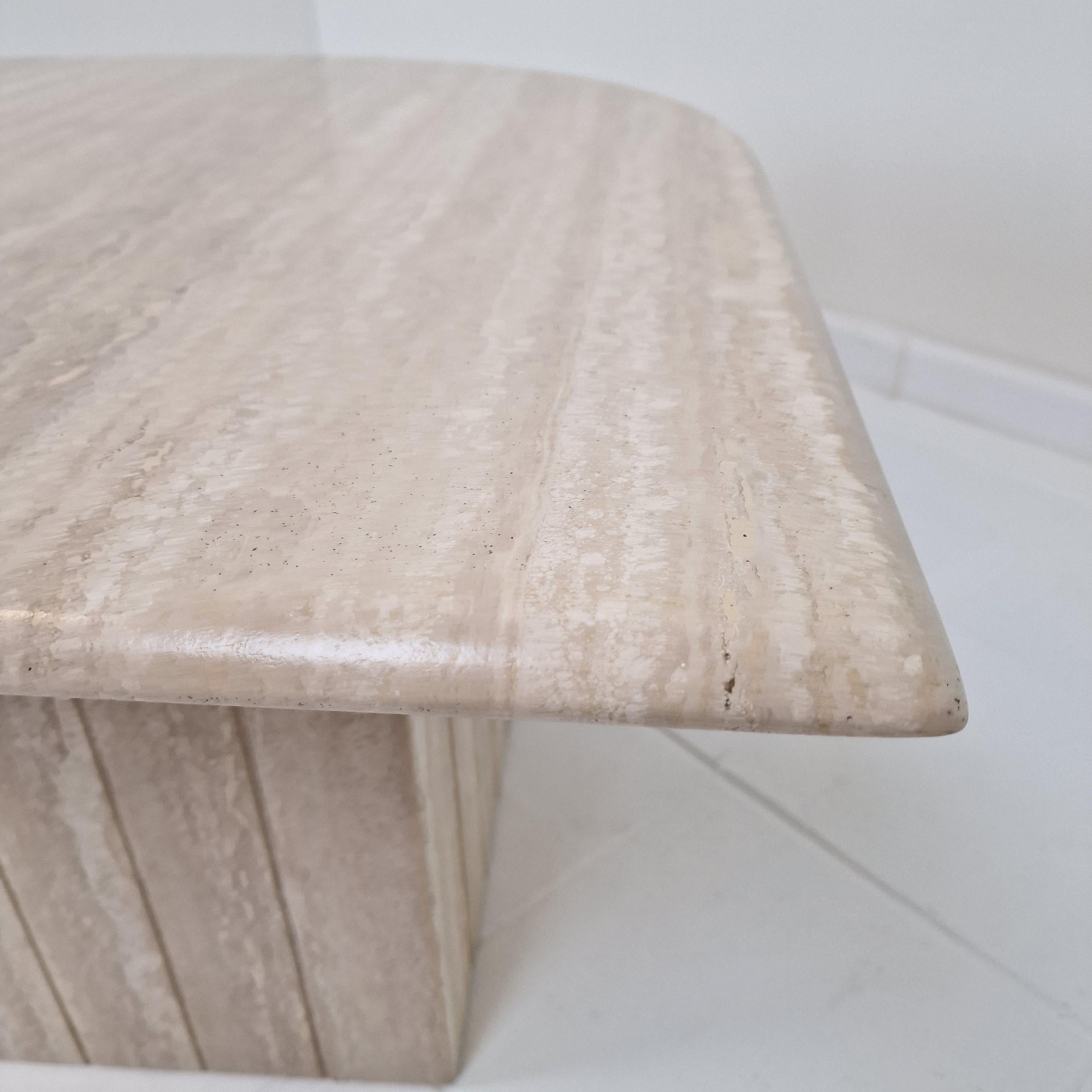 Travertine Coffee Table in Teardrop Shape, 1980's For Sale 6