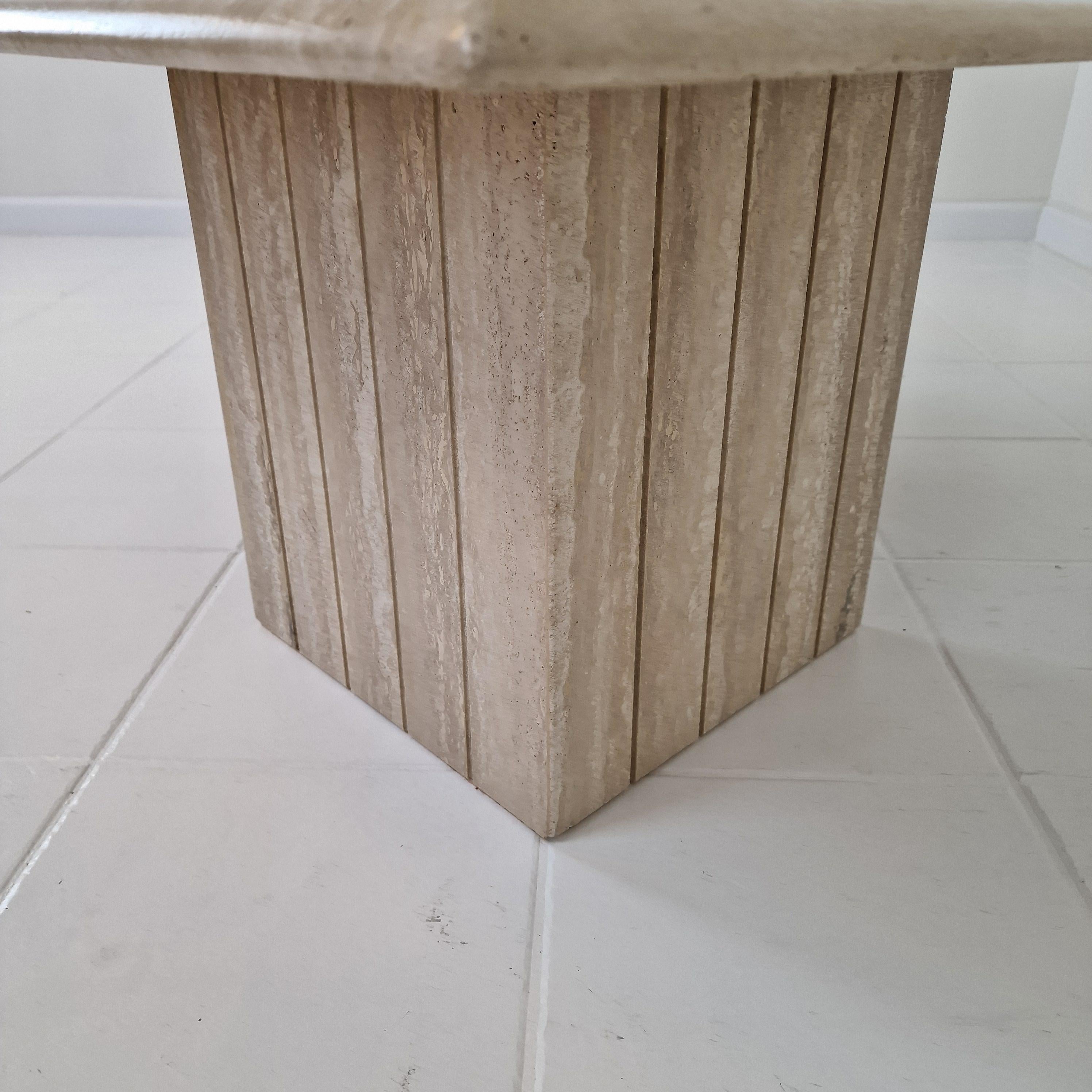 Travertine Coffee Table in Teardrop Shape, 1980's For Sale 10