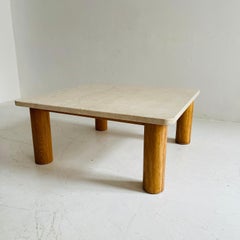 Travertine Coffee Table Style of Charlotte Perriand, France, 1960s