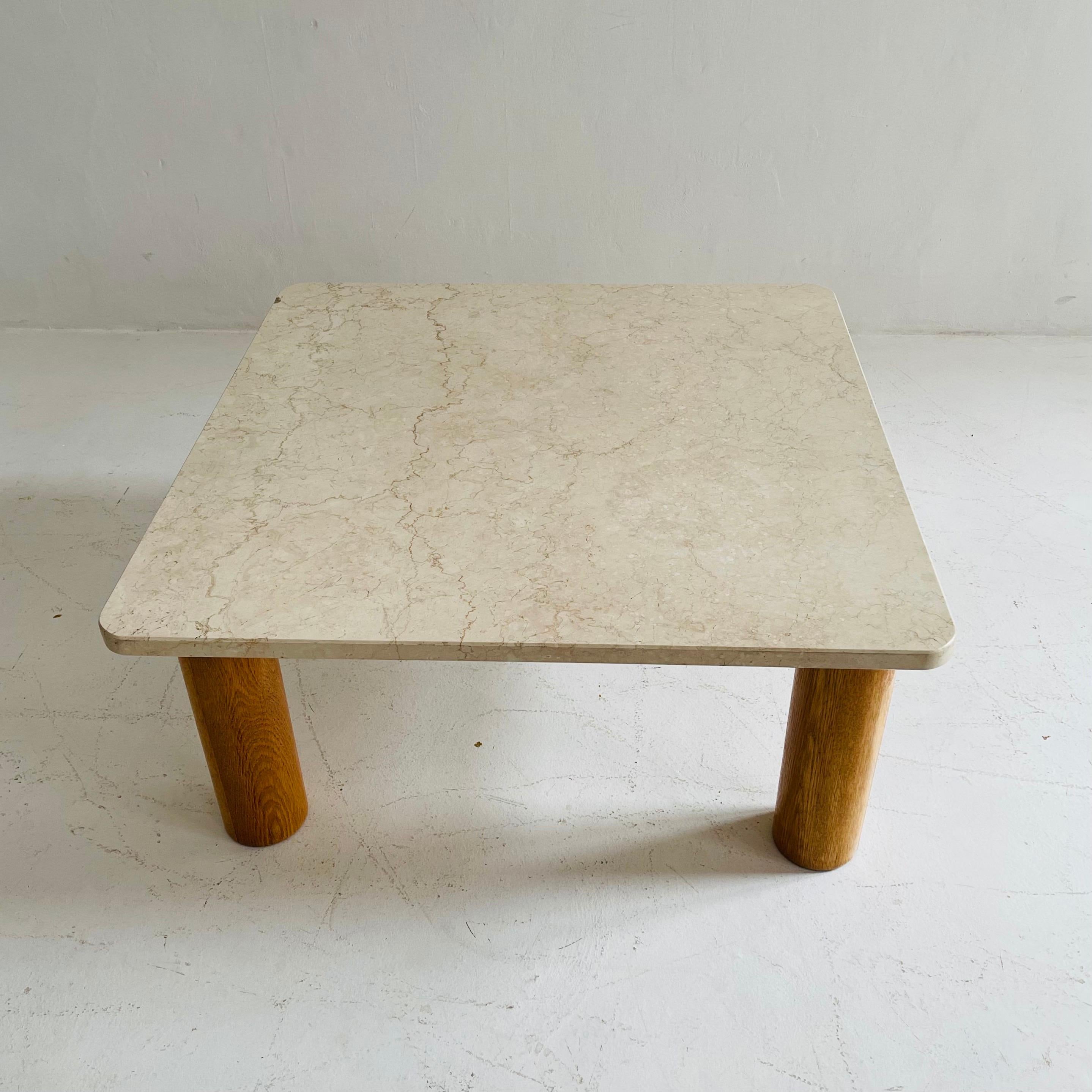 Mid-Century Modern Travertine Coffee Table Style of Charlotte Perriand, France, 1960s For Sale